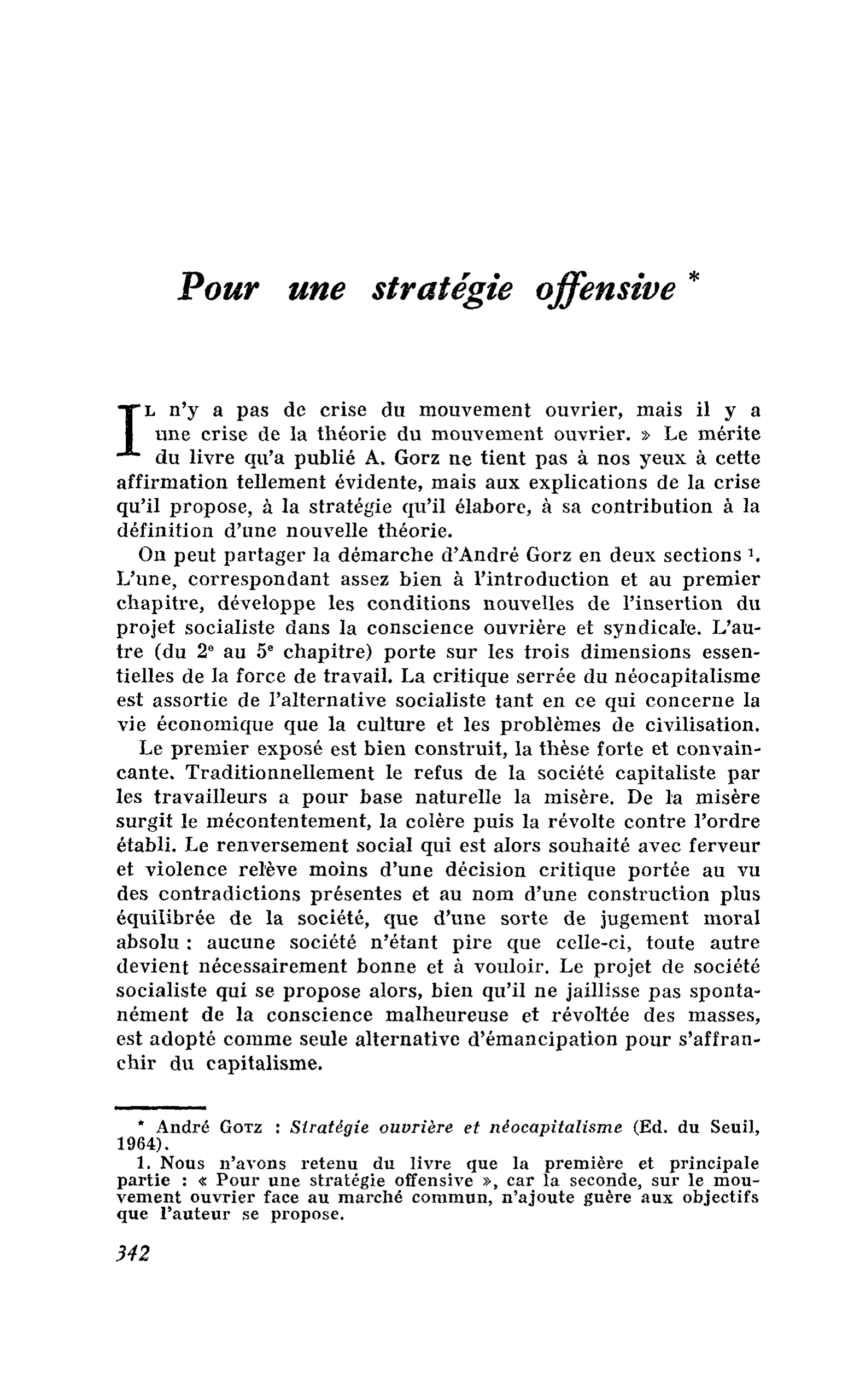 Pour une stratégie offensive