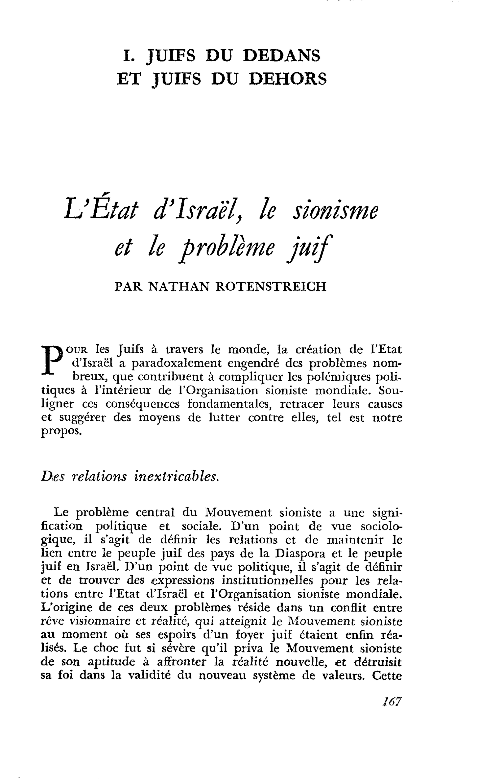 L’État d’Israël, le sionisme et le problème juif