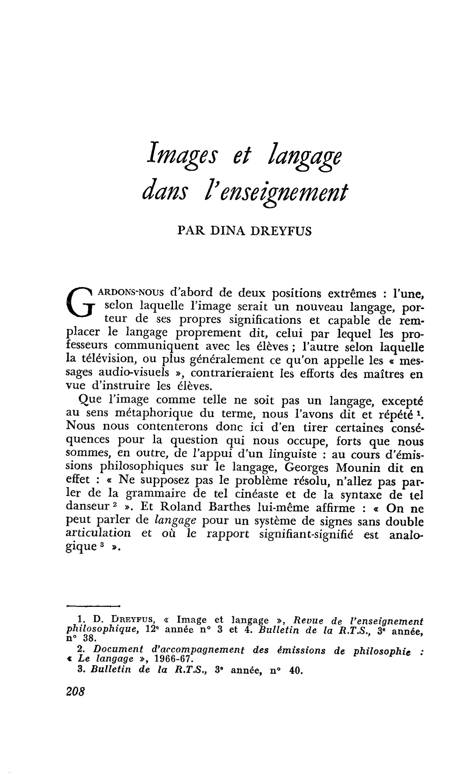 Images et langage dans l’enseignement