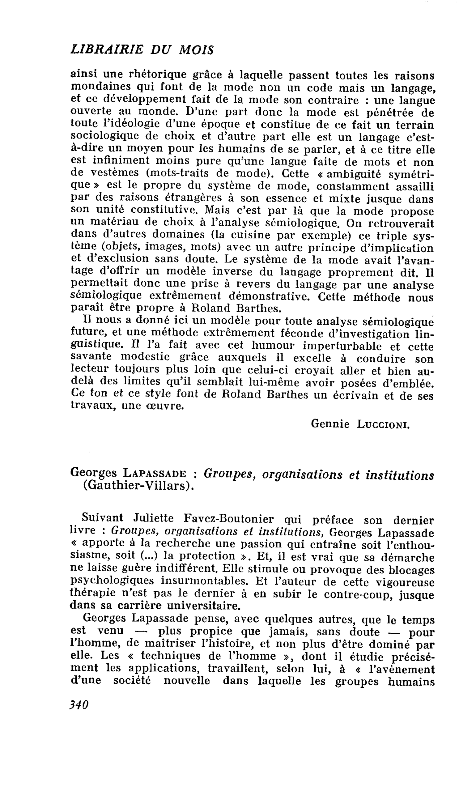 Georges Lapassade : Groupes, organisations et institutions