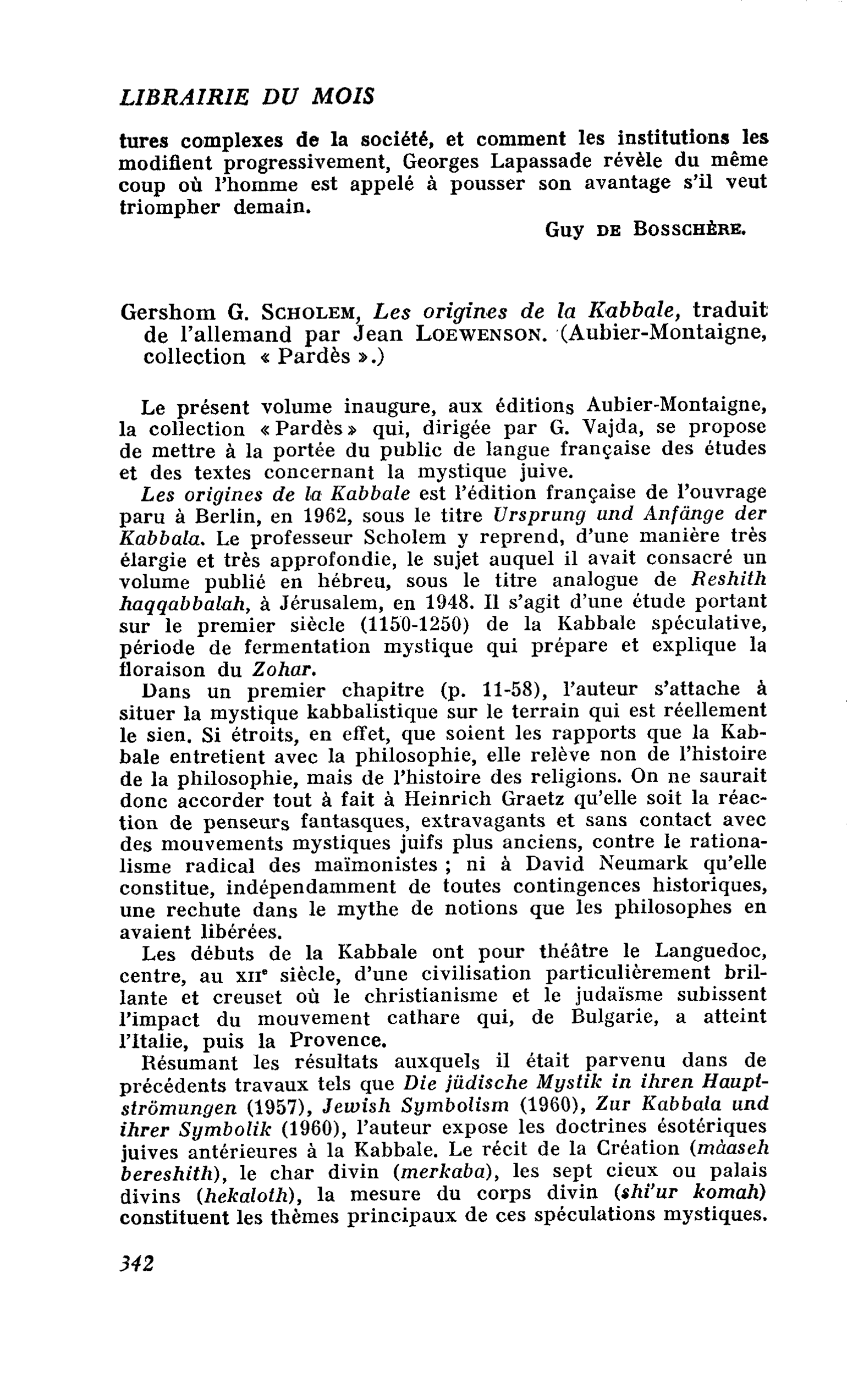 Gershom G. Scholem, Les origines de la Kabbale