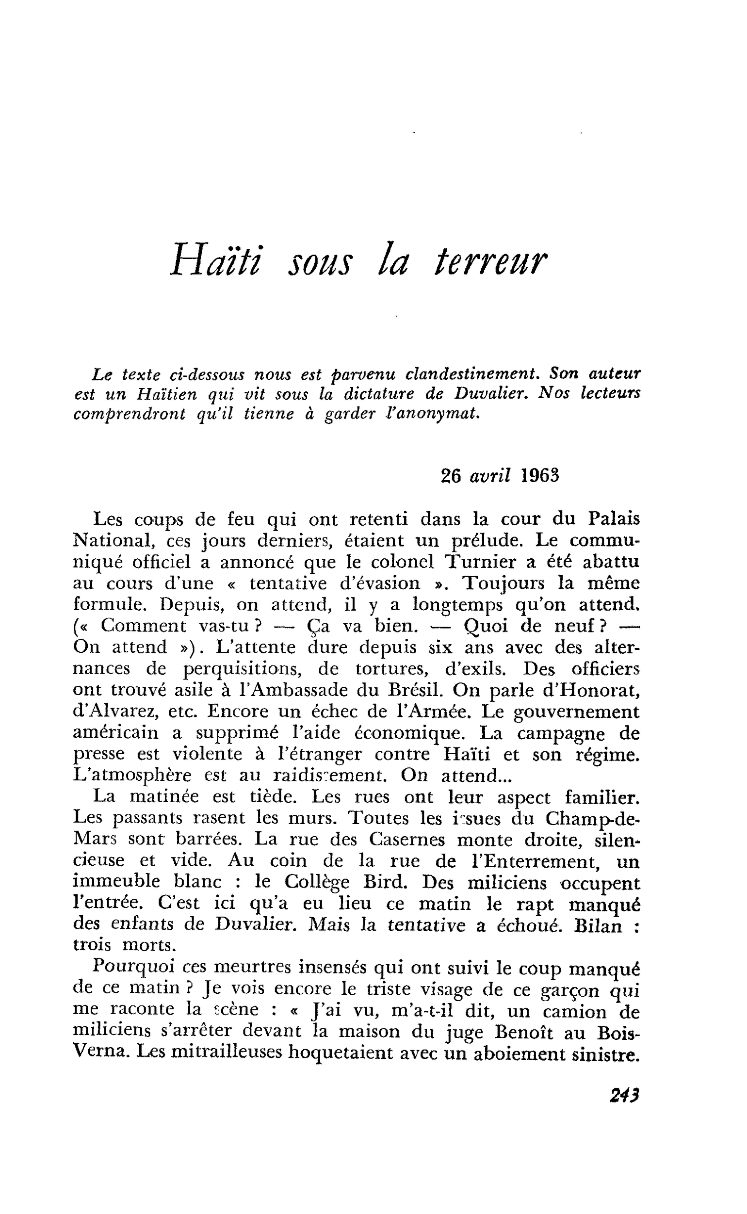 Haïti sous la terreur