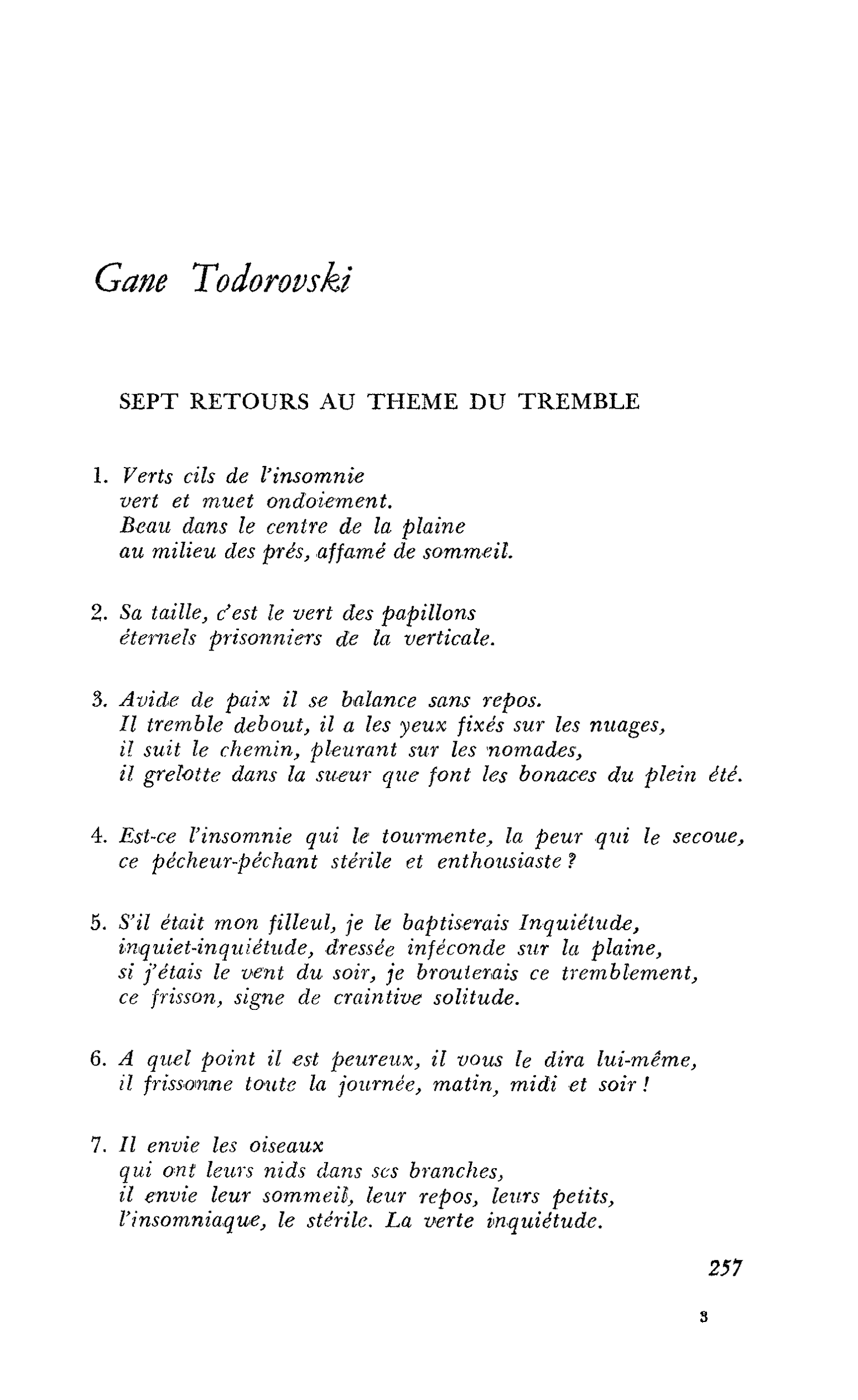 LA POÉSIE MACÉDONIENNE AUJOURD’HUI : Gane Todorovski