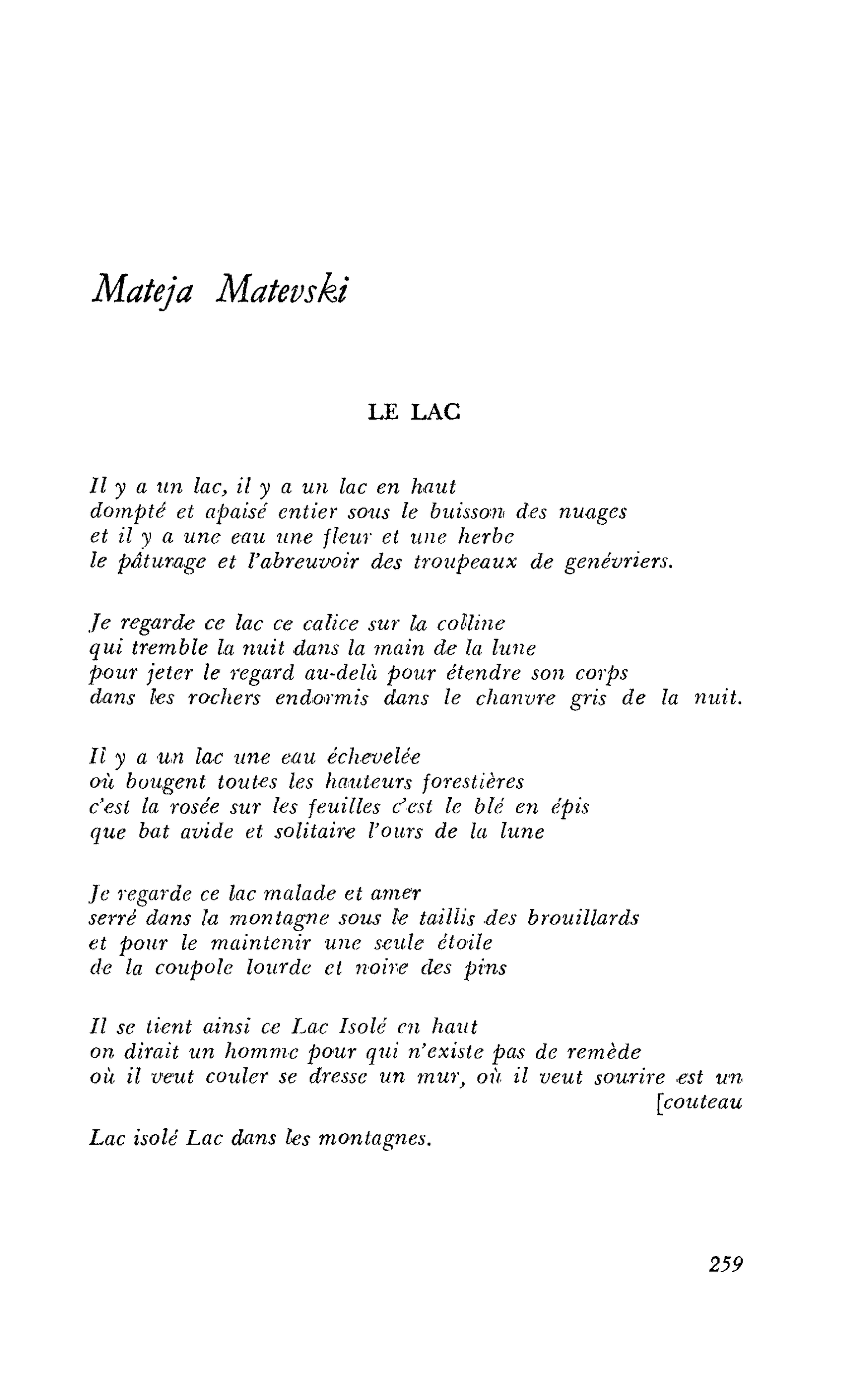 LA POÉSIE MACÉDONIENNE AUJOURD’HUI : Mateja Matevski