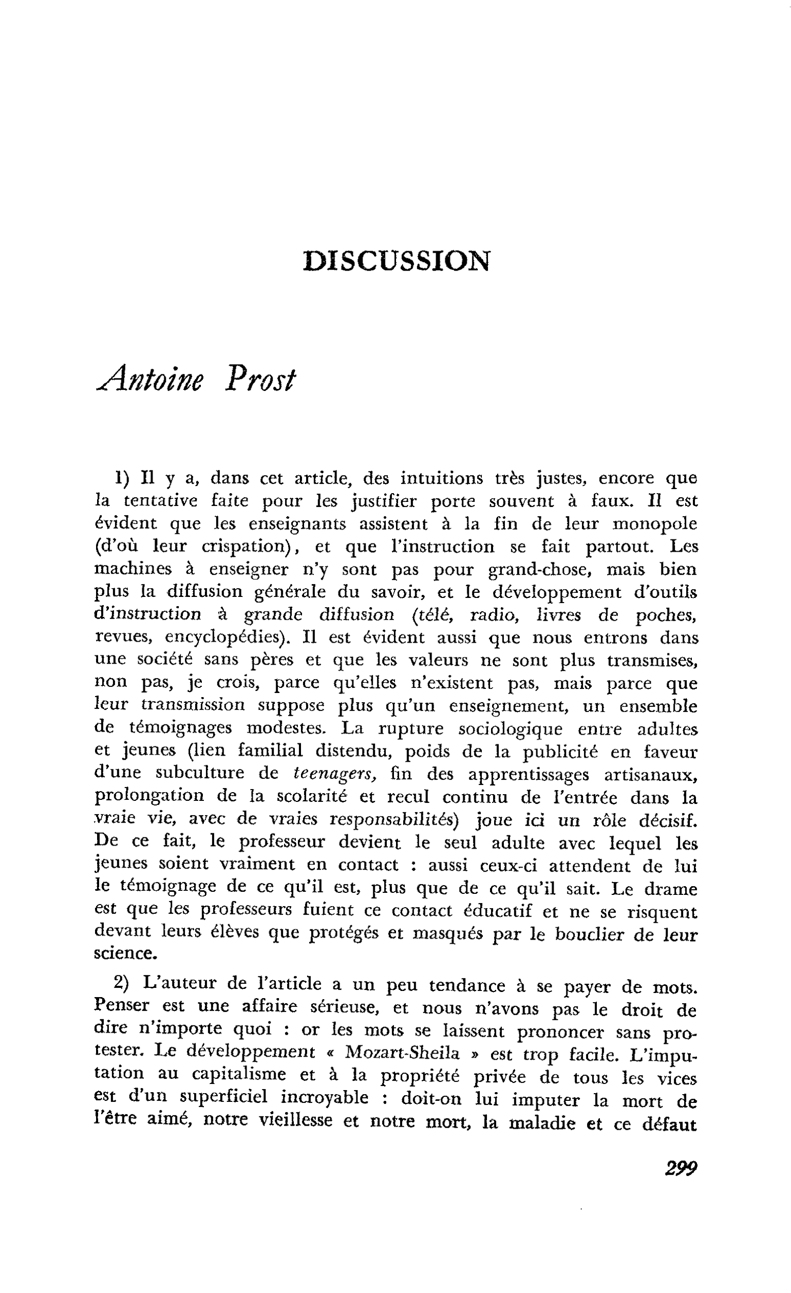 DISCUSSION Antoine Prost
