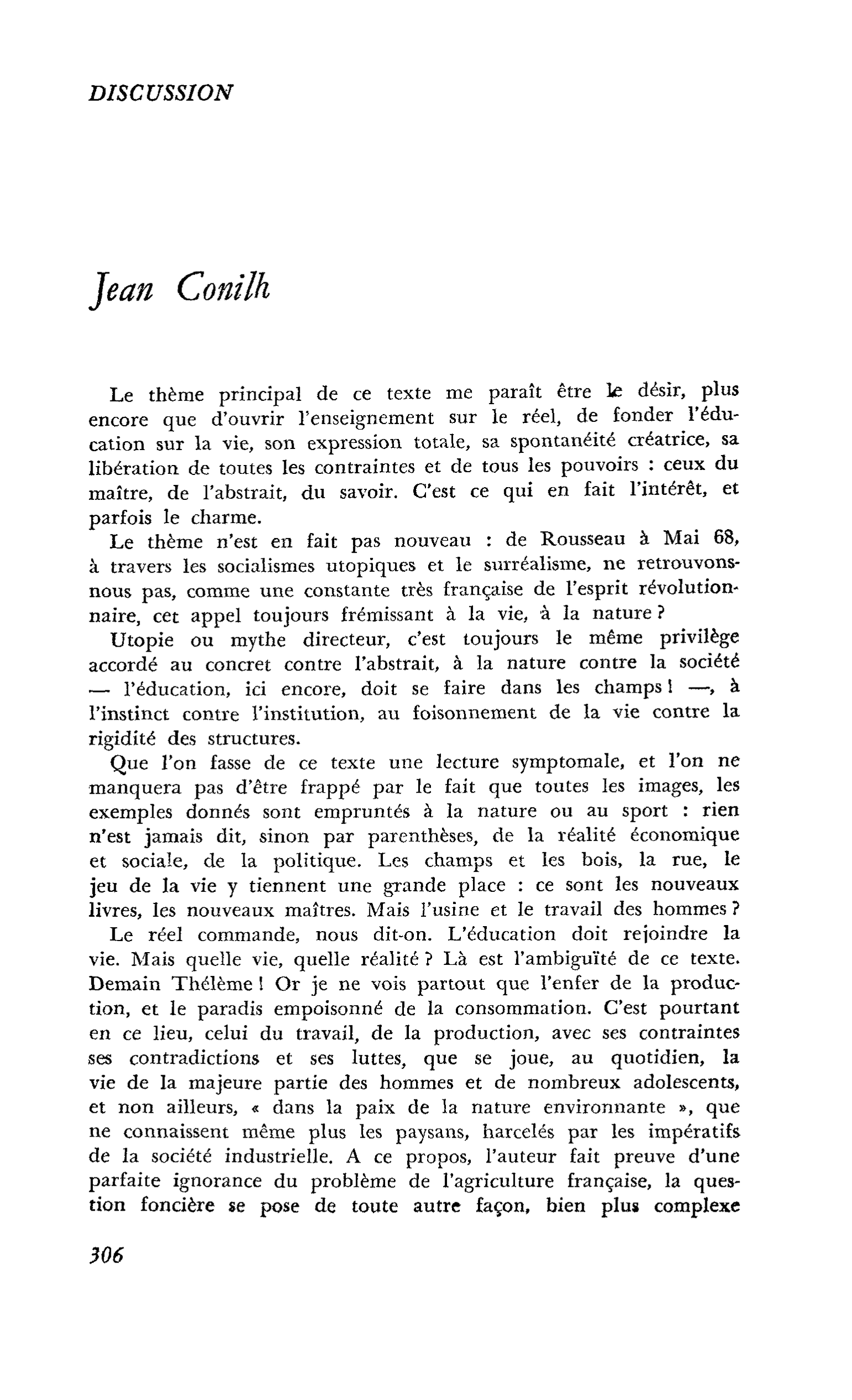 DISCUSSION : Jean Conilh