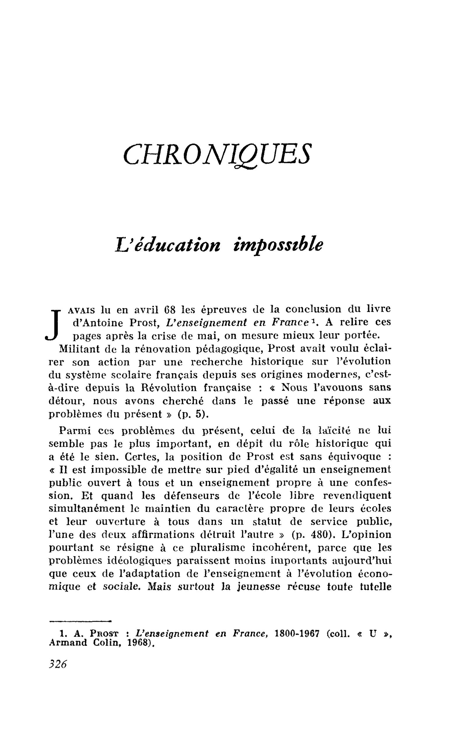 L’éducation impossible