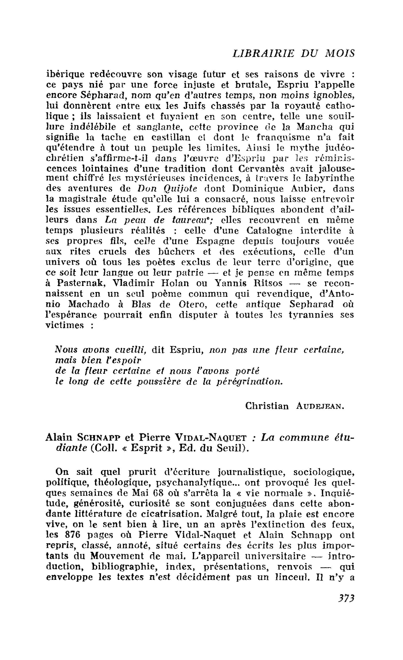 Alain Schnapp et Pierre Vidal-Naquet : La commune étudiante