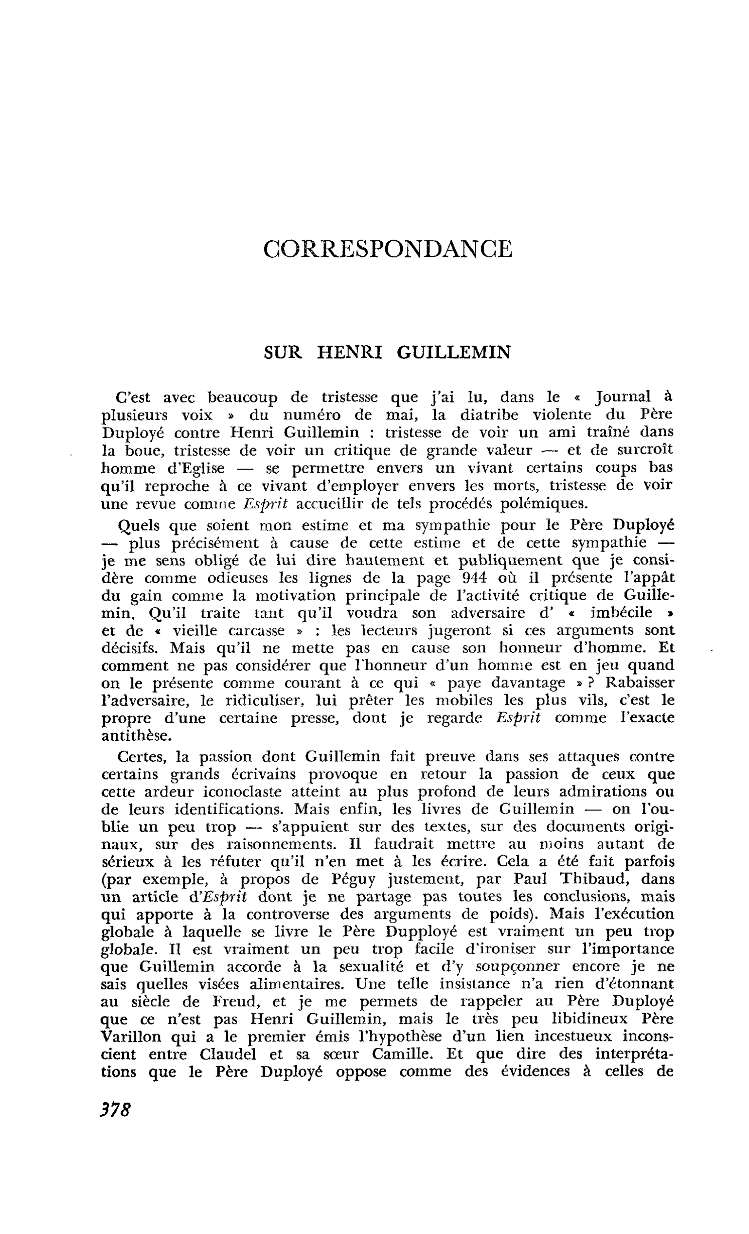 SUR HENRI GUILLEMIN