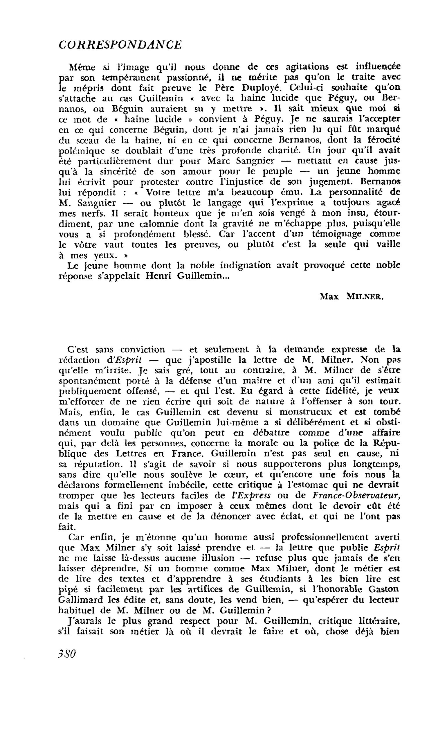 Correspondance
