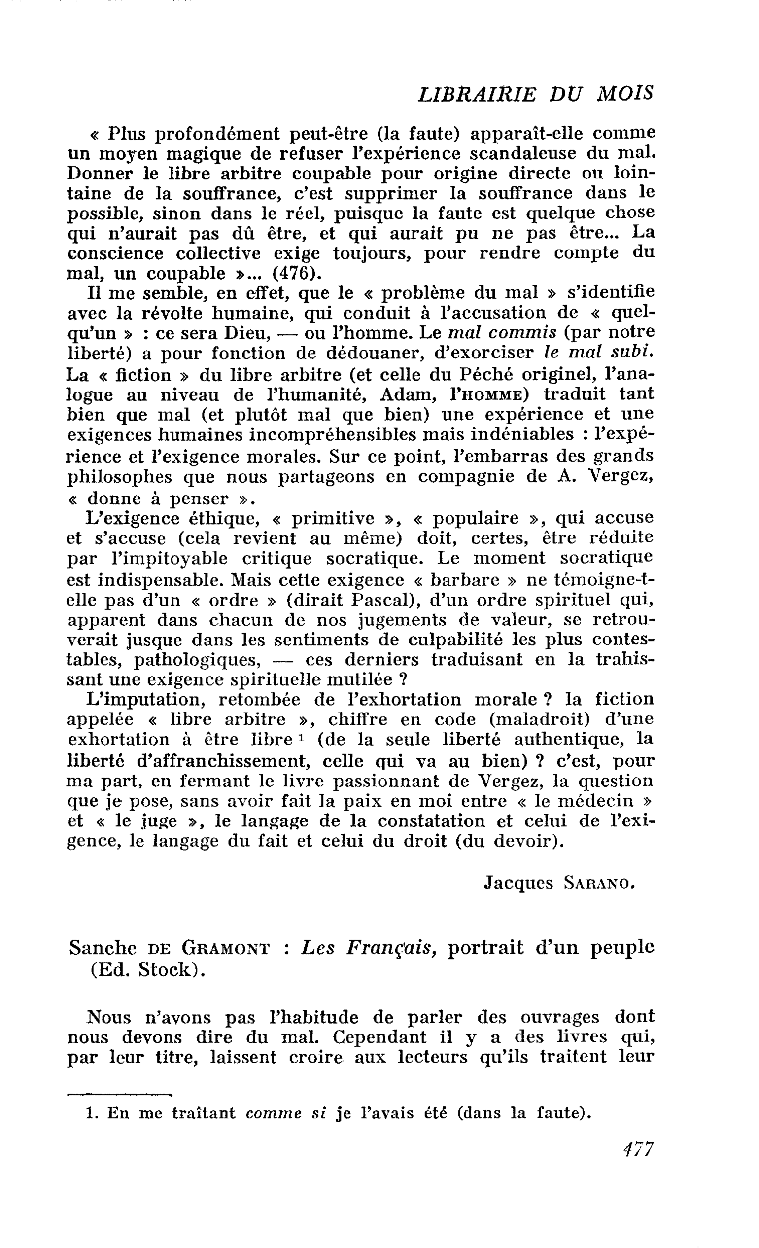 Sanche de Gramont : Les Français
