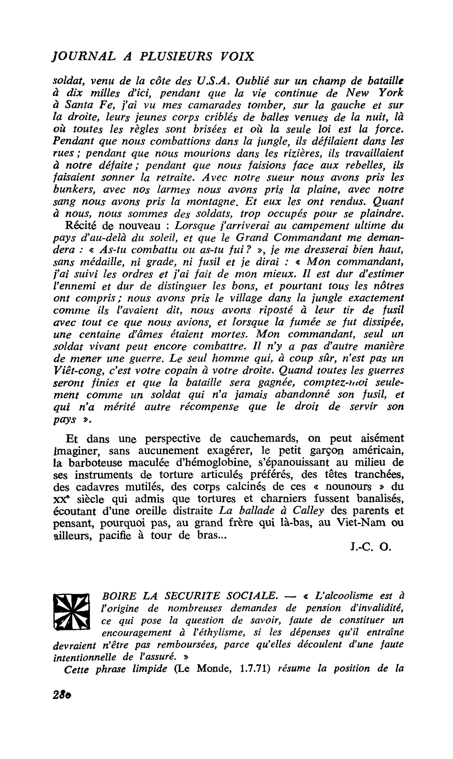 BOIRE LA SECURITE SOCIALE