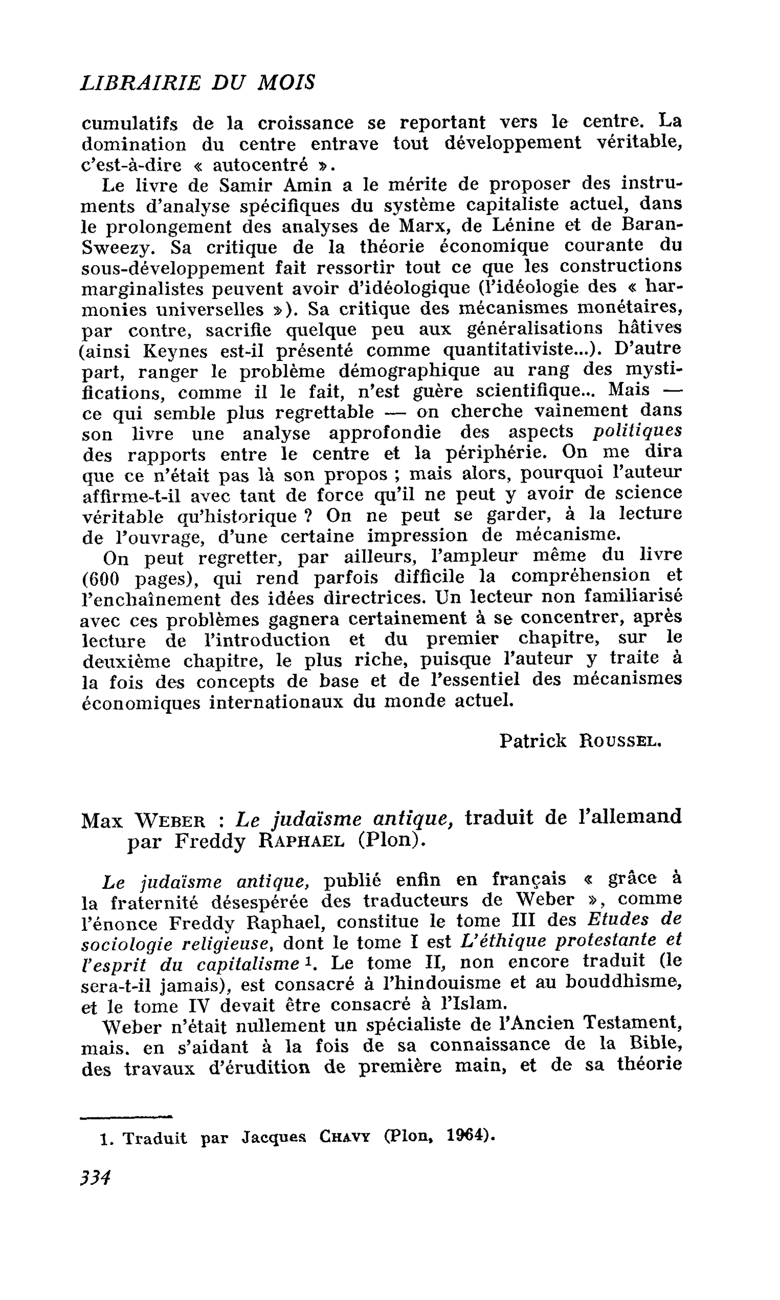 Max Weber : Le judaïsme antique