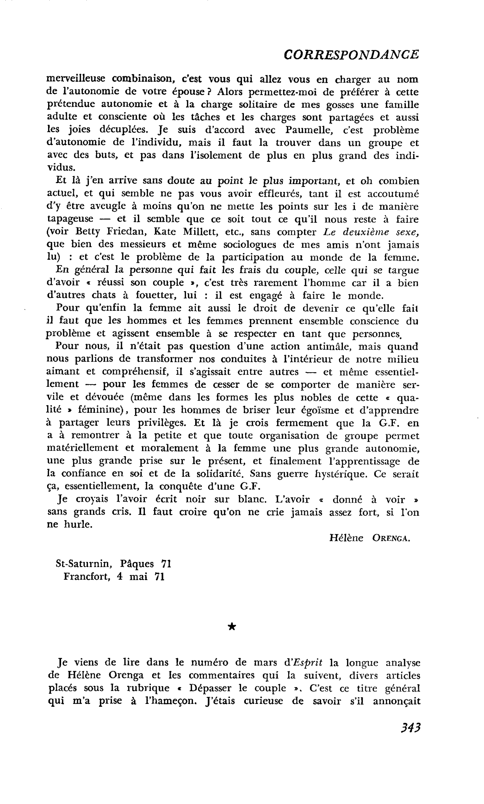Correspondance