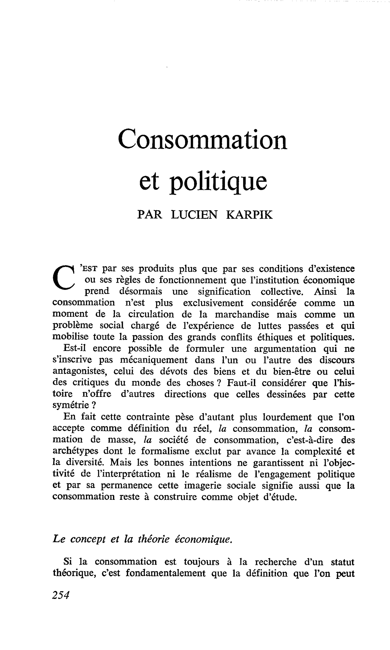 Consommation et politique