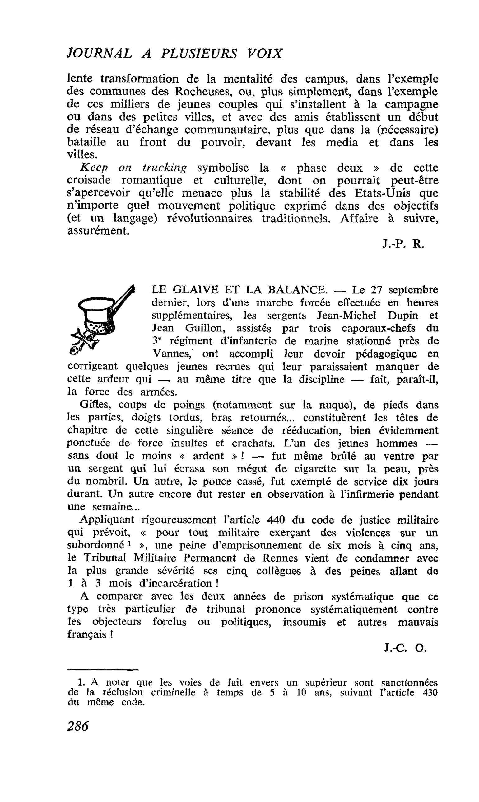 LE GLAIVE ET LA BALANCE