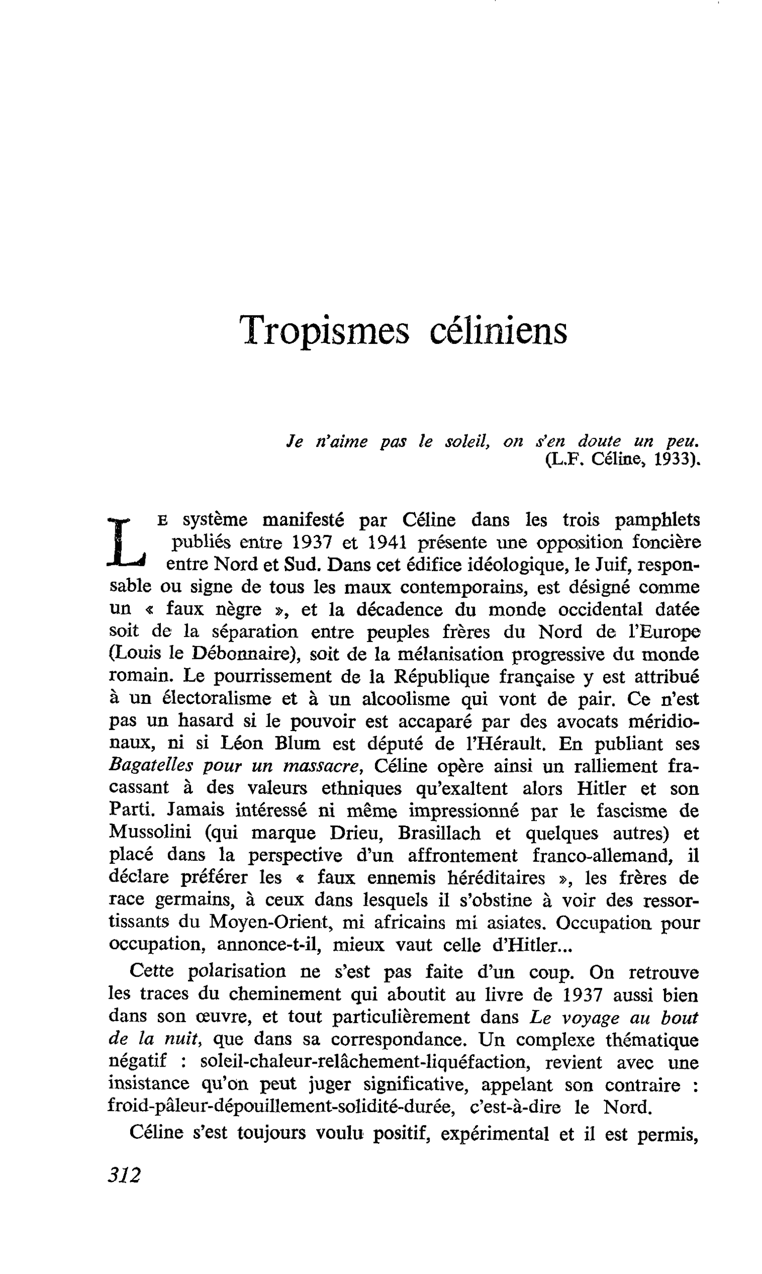 Tropismes céliniens