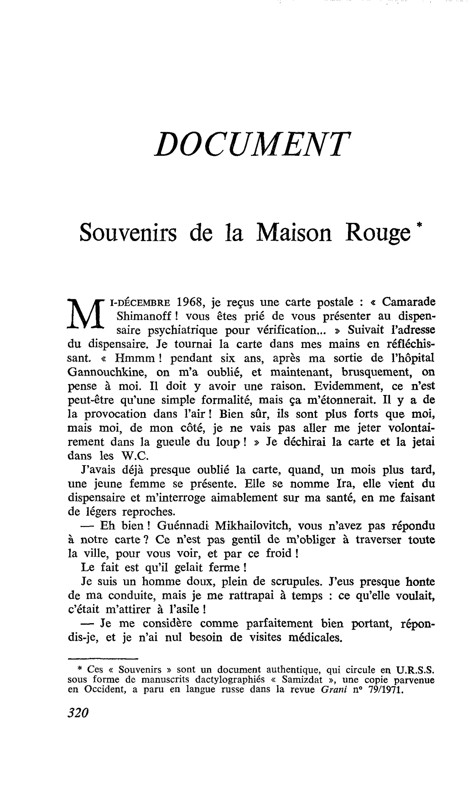 Souvenirs de la Maison Rouge