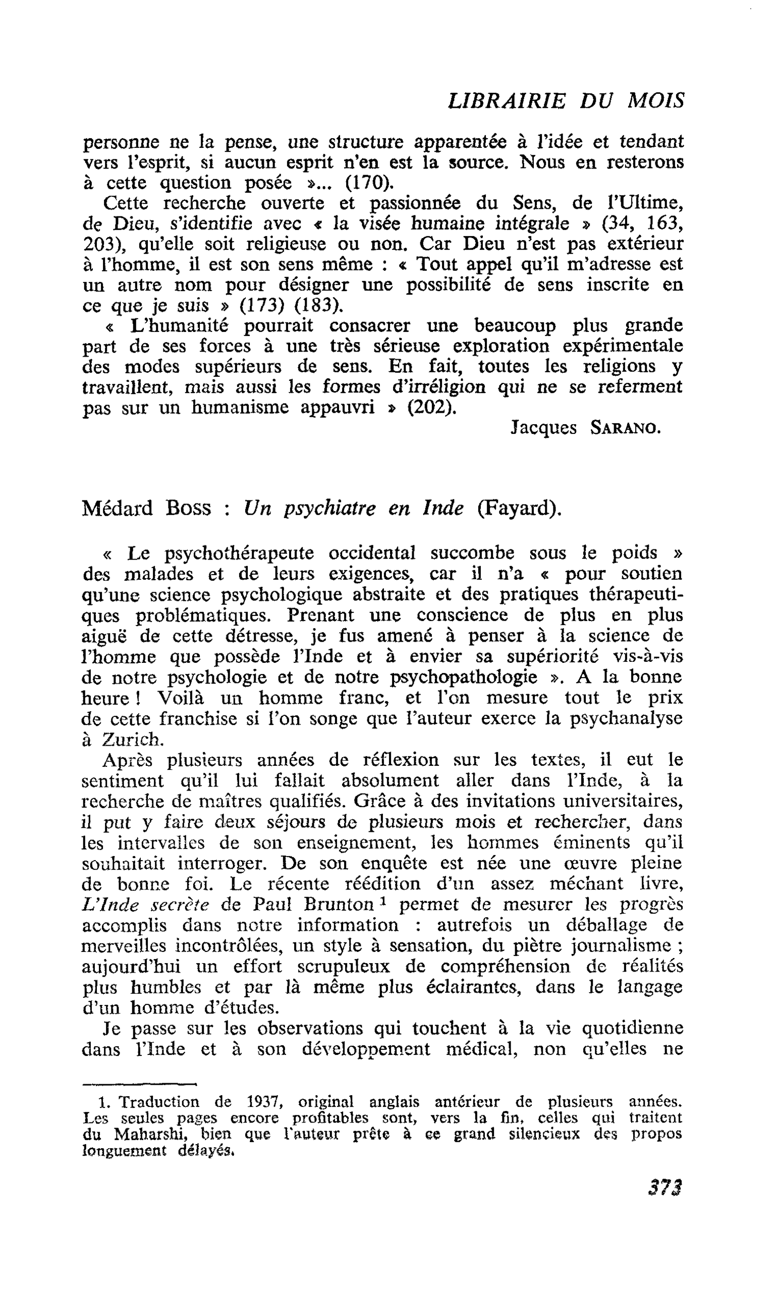 Médard Boss : Un psychiatre en Inde
