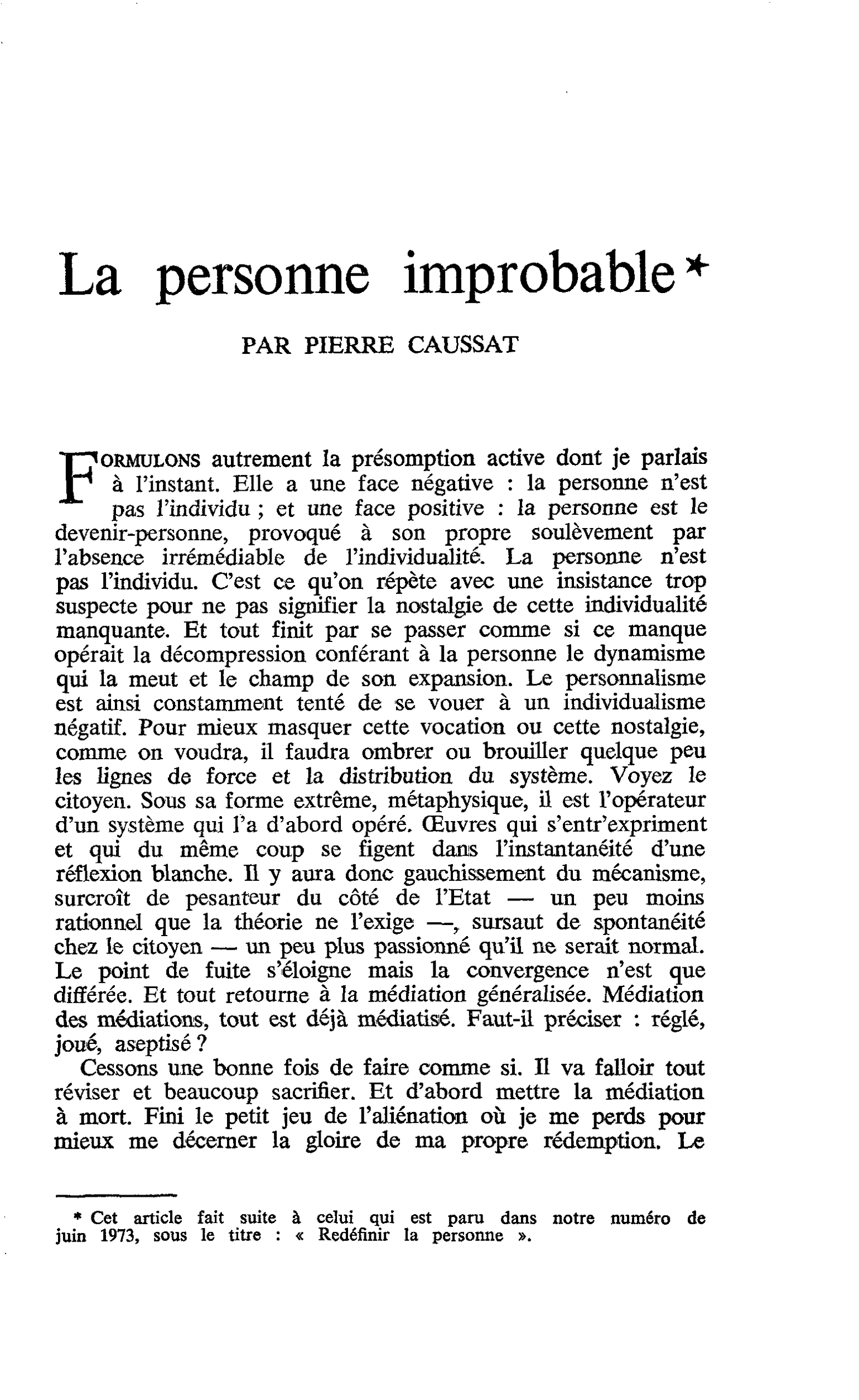 La personne improbable