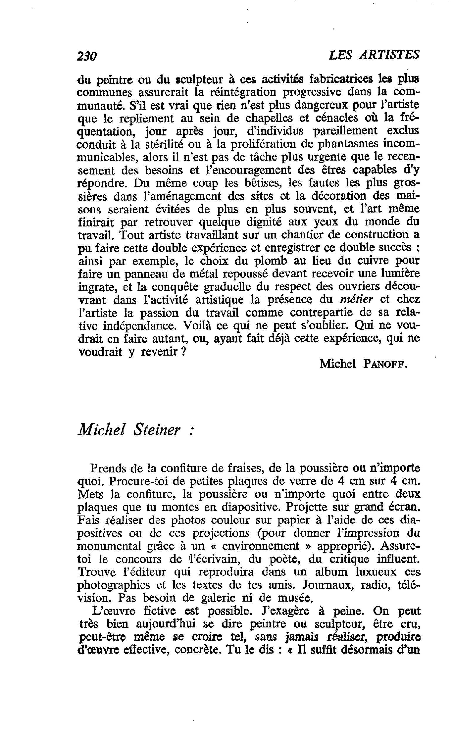 Où trouver les artistes ? : Michel Steiner