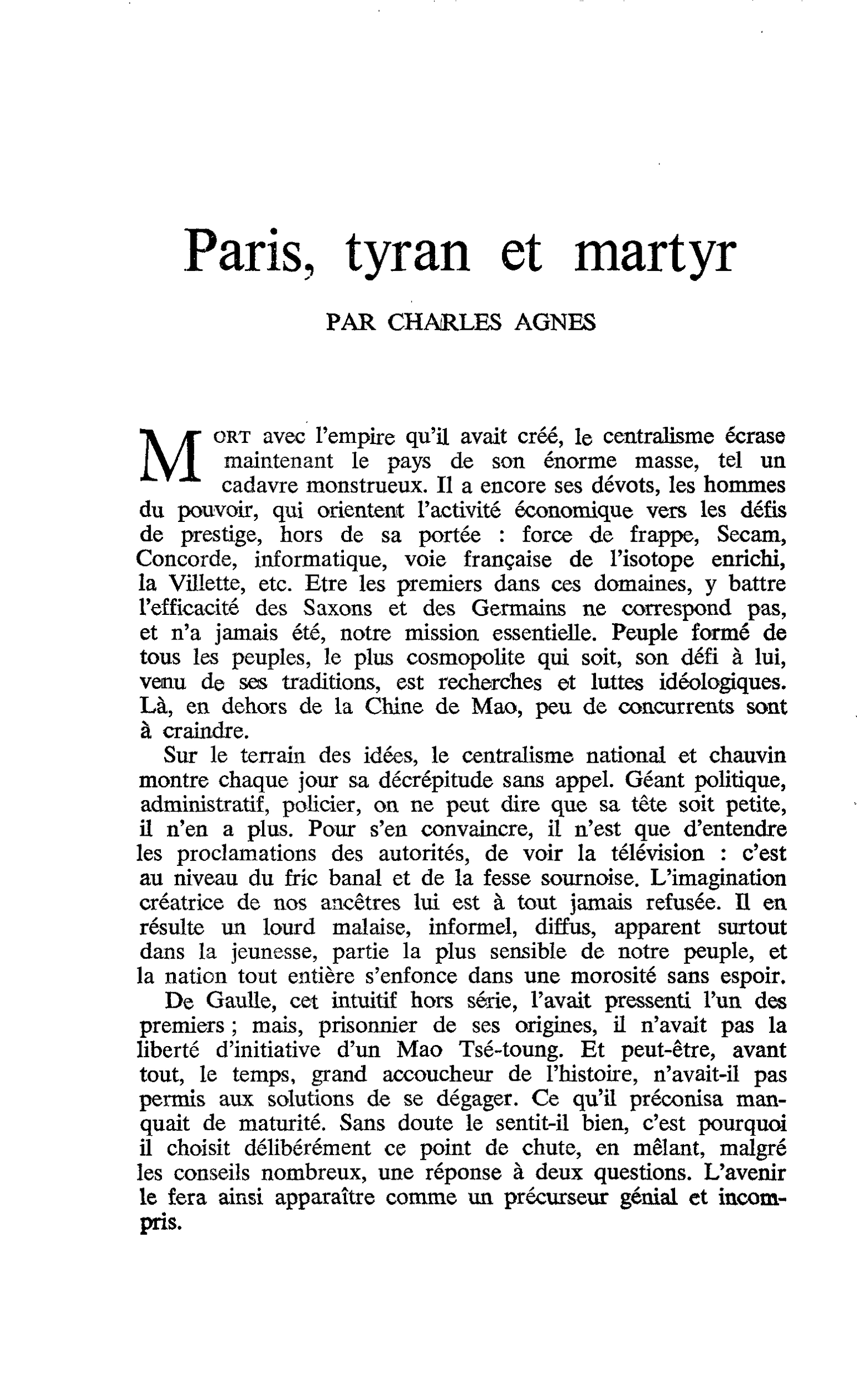 Paris, tyran et martyr
