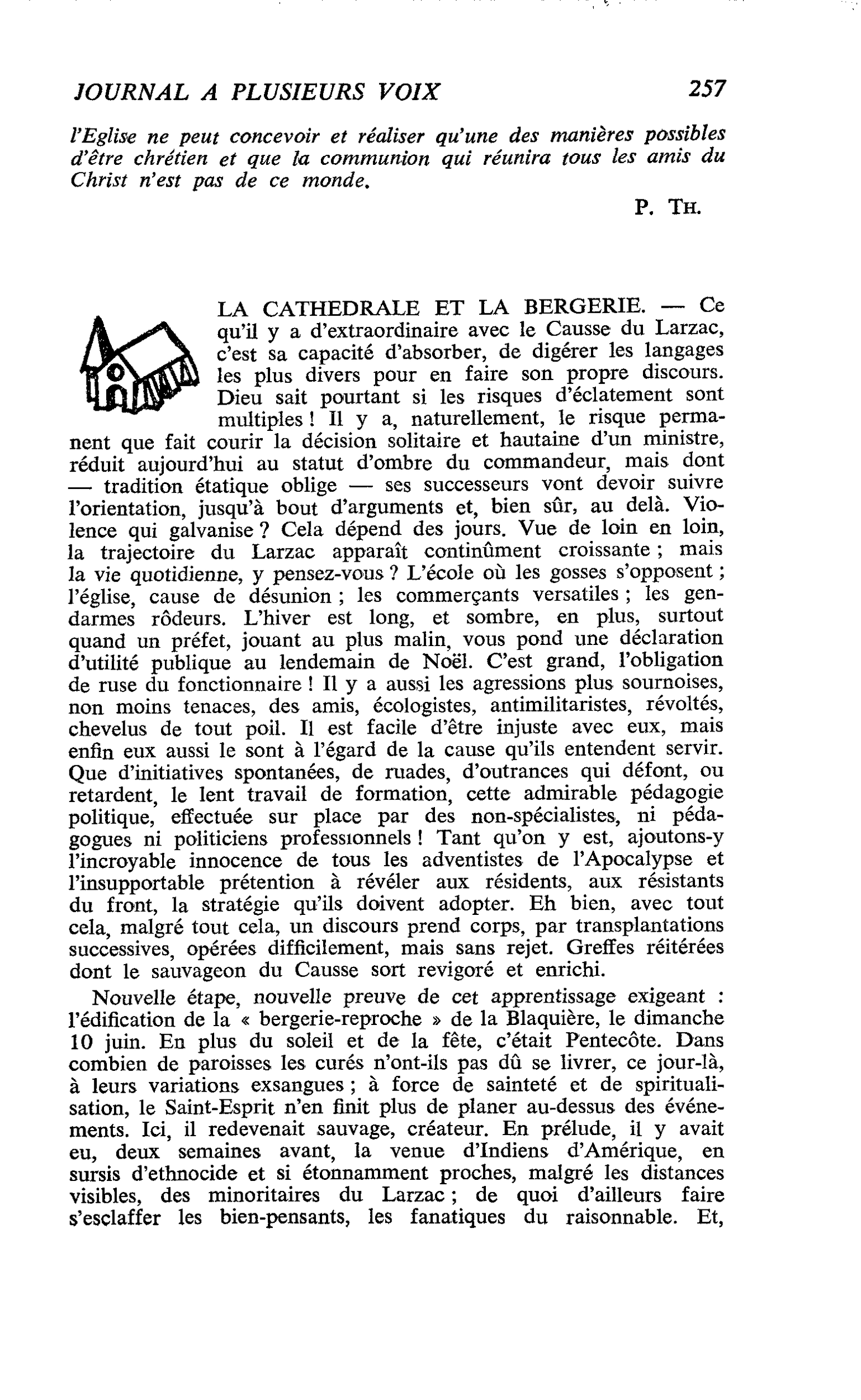 LA CATHEDRALE ET LA BERGERIE