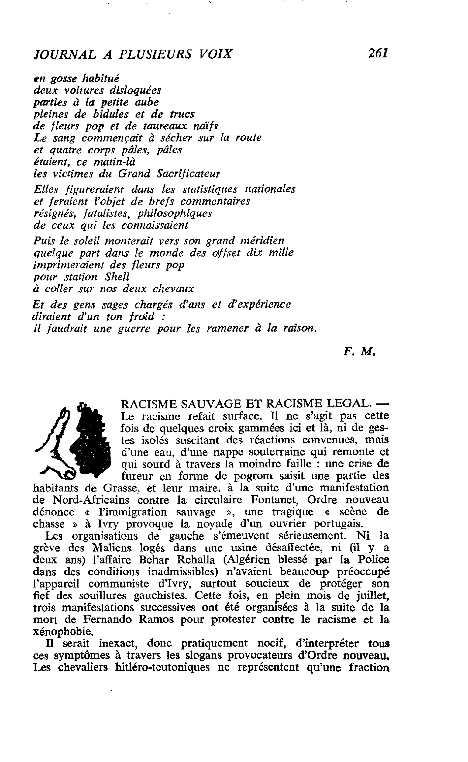 RACISME SAUVAGE ET RACISME LEGAL