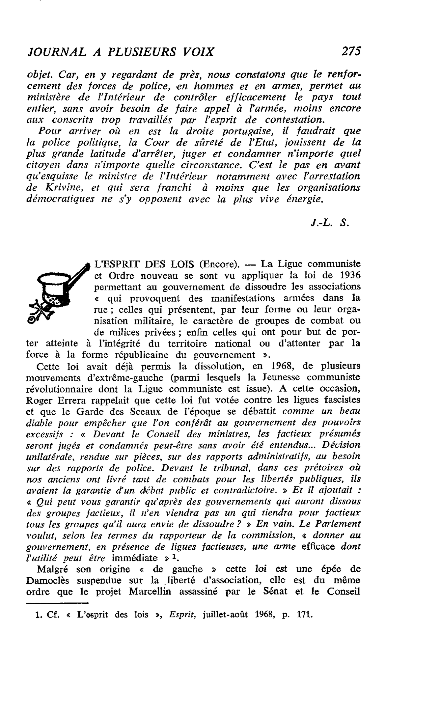 L’ESPRIT DES LOIS