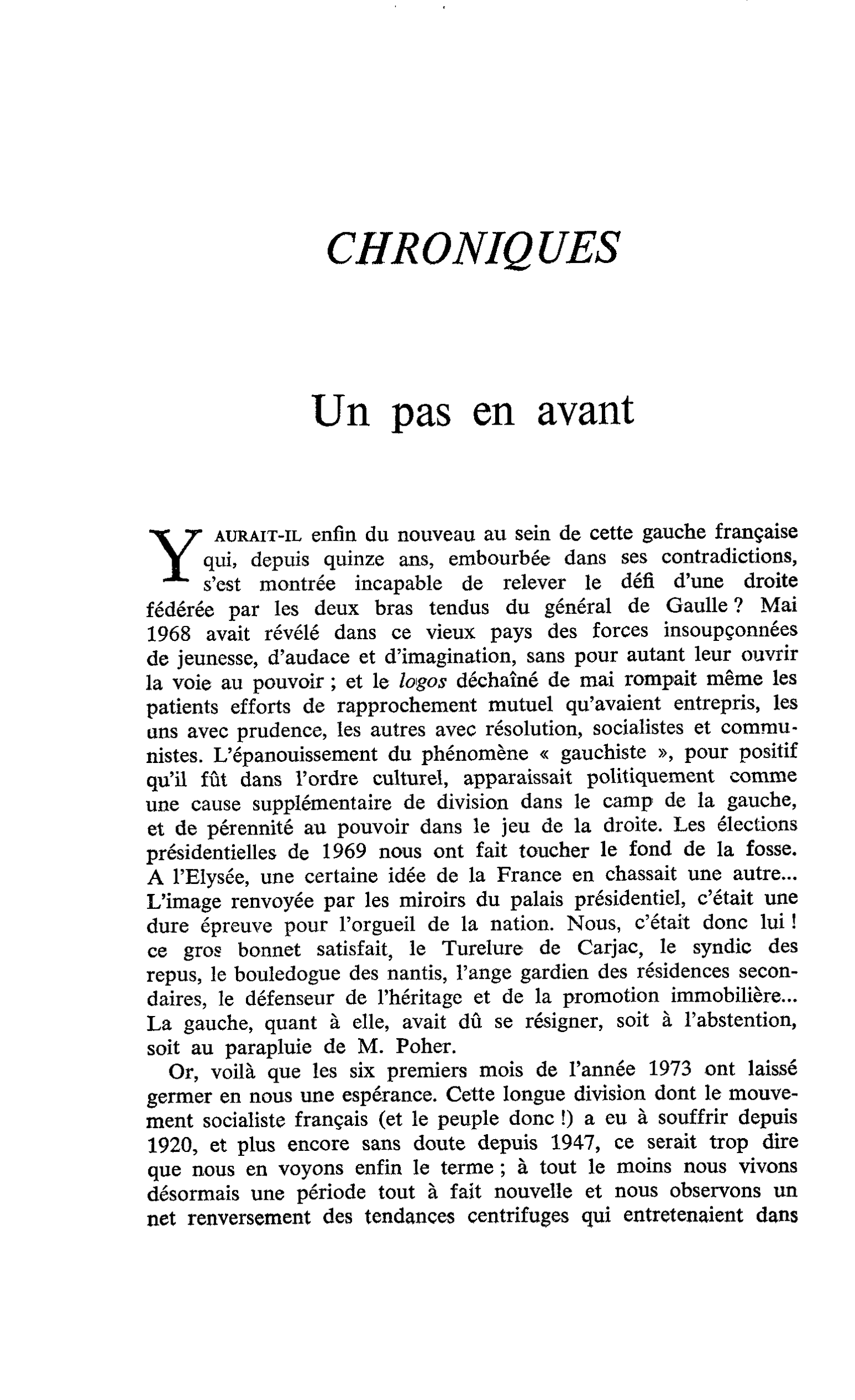 Un pas en avant