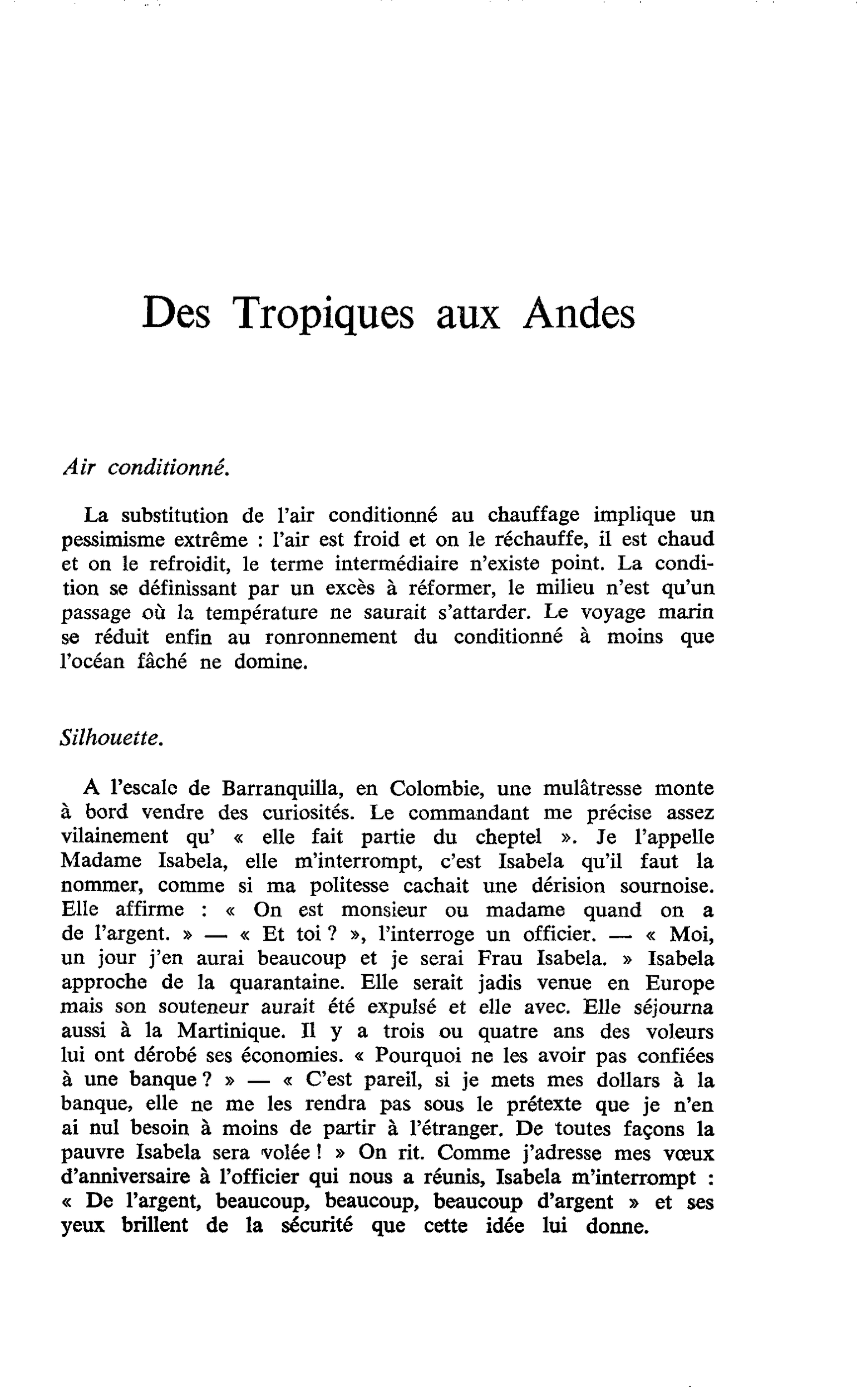 Des Tropiques aux Andes