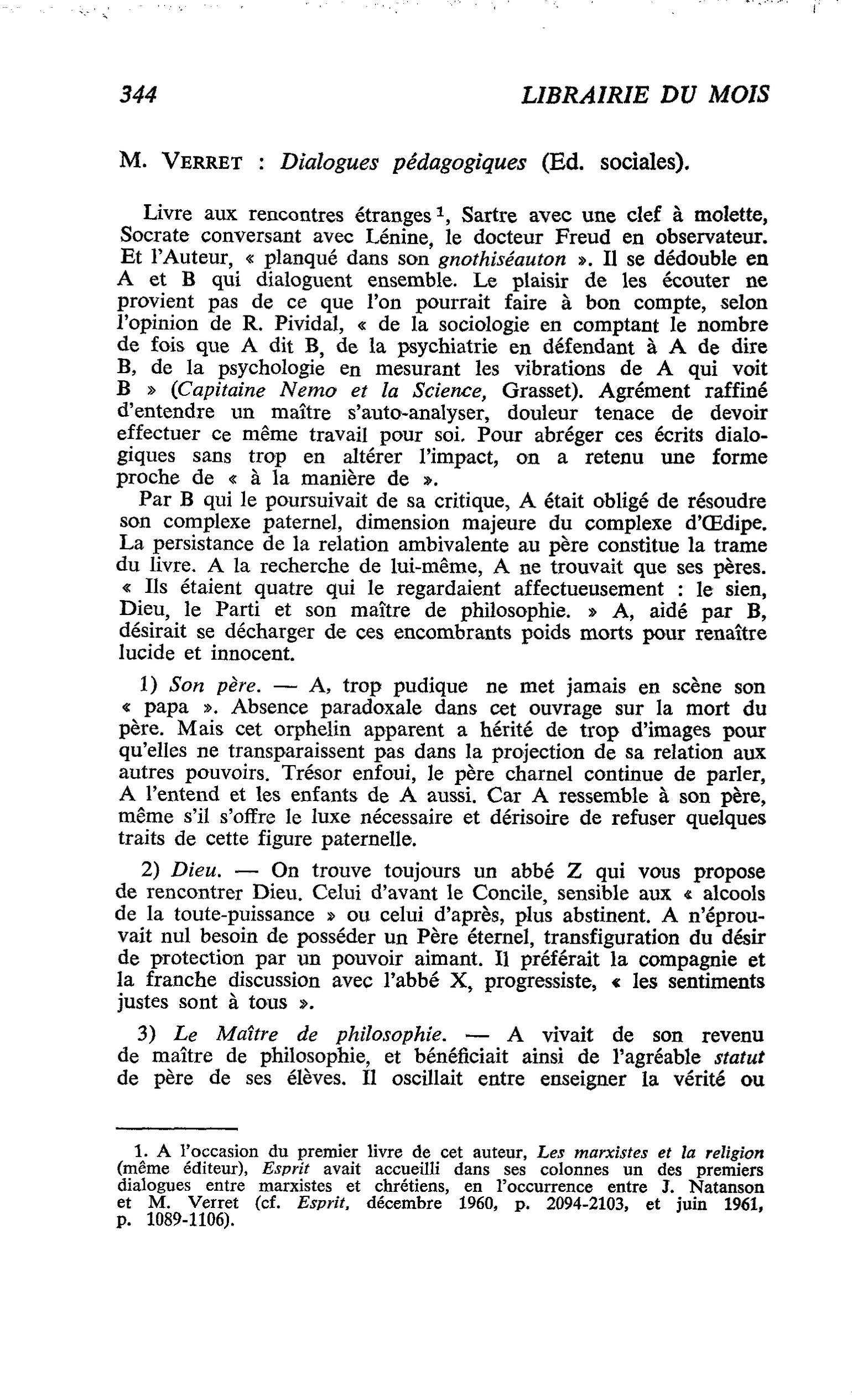 M. Verret : Dialogues pédagogiques