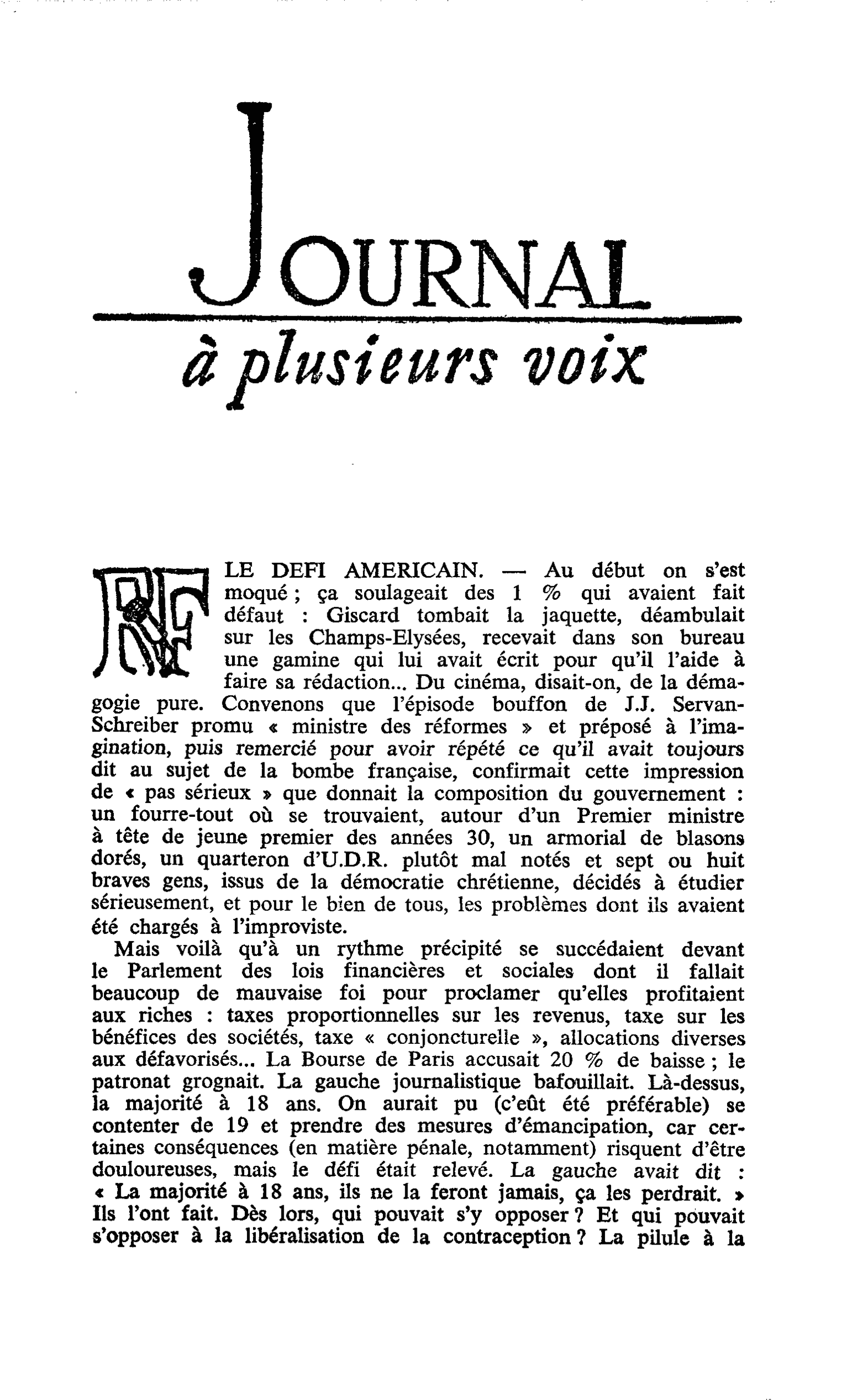 LE DEFI AMERICAIN
