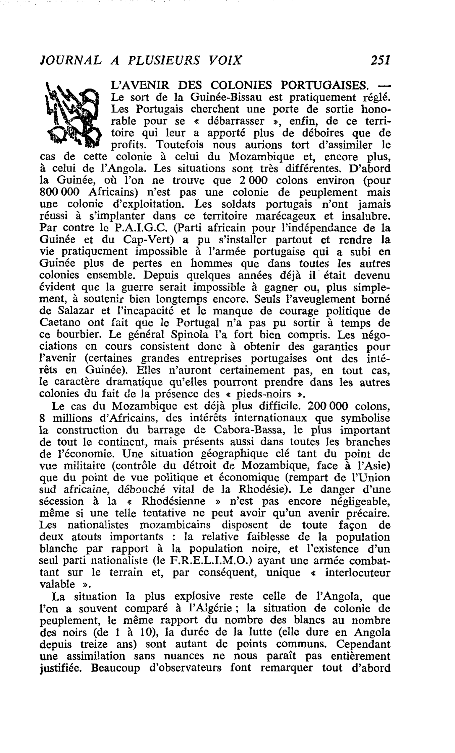 L’AVENIR DES COLONIES PORTUGAISES