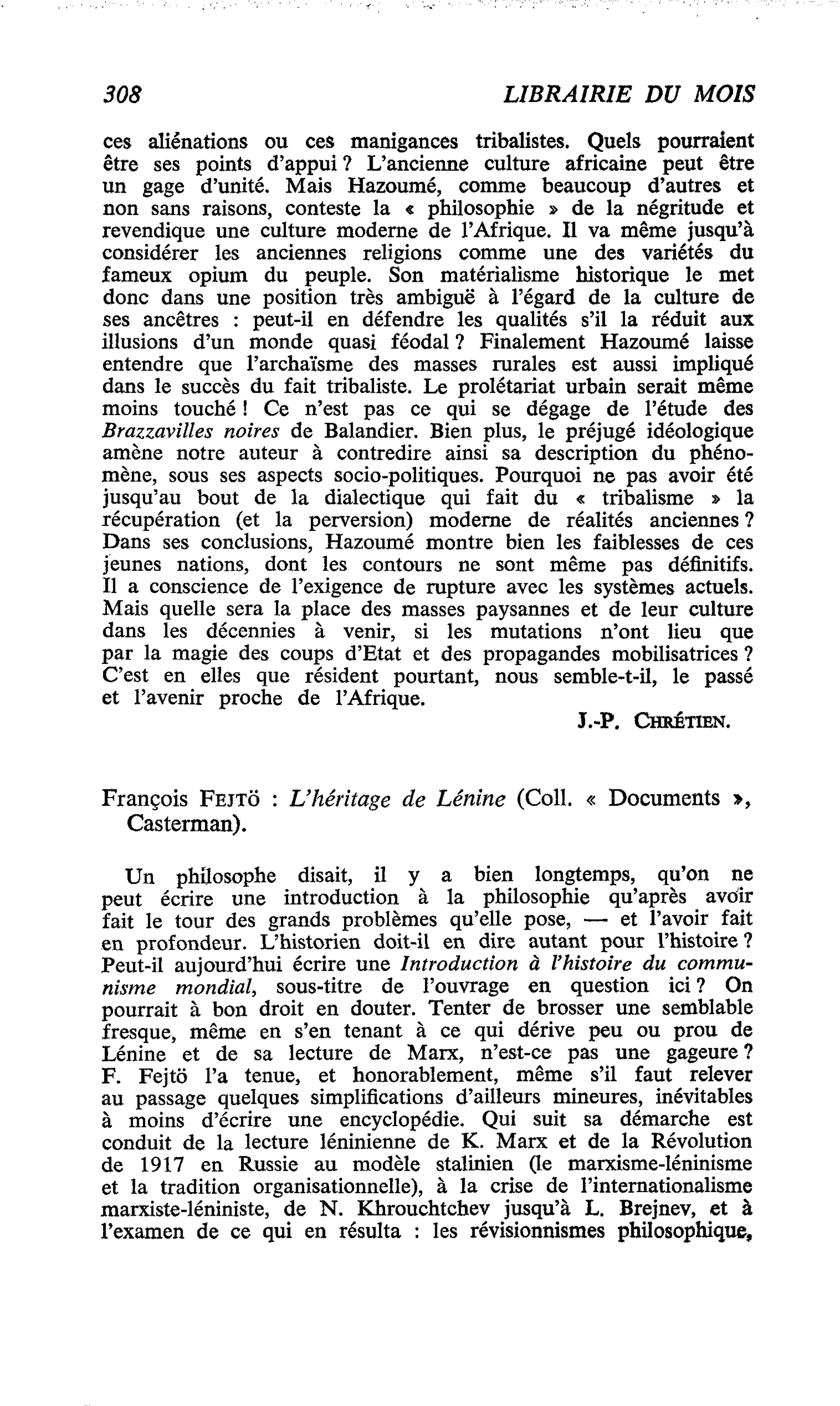 François Fejtö : L’héritage de Lénine