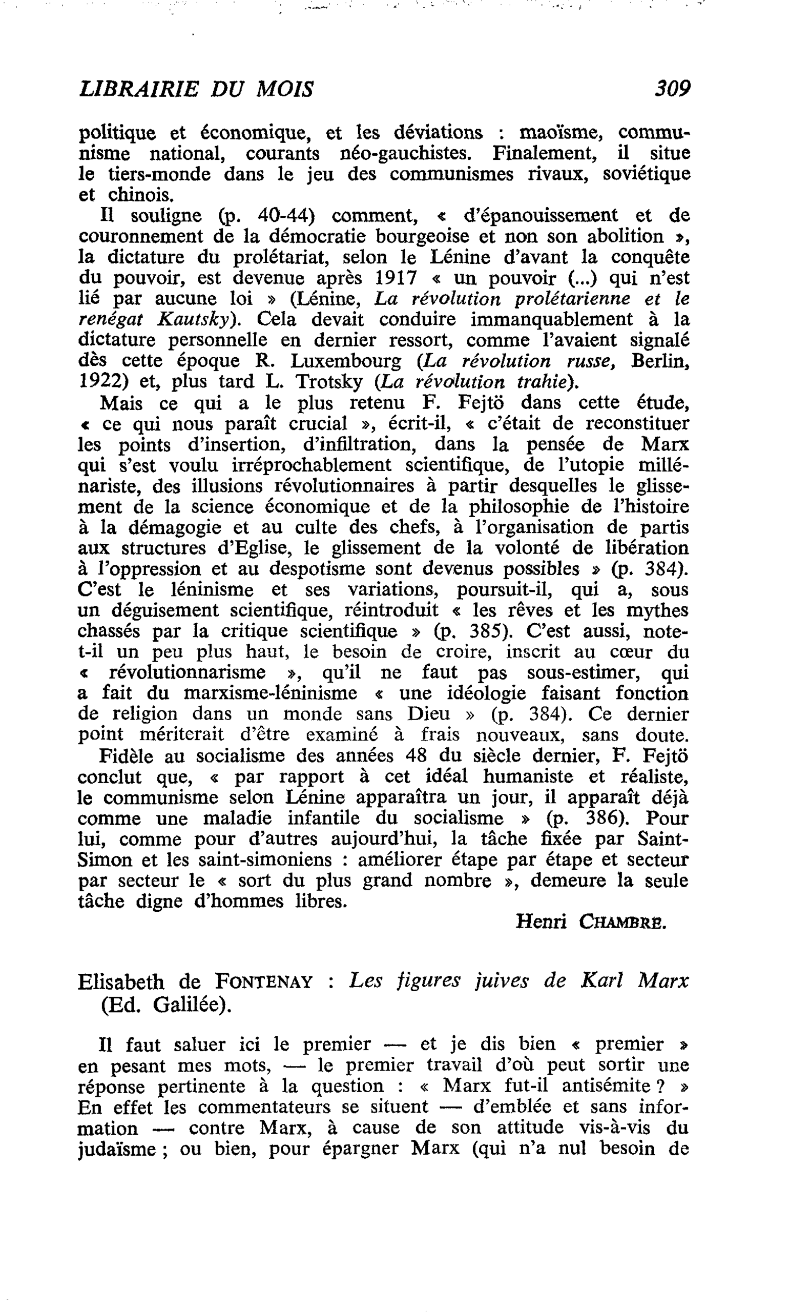 Elisabeth de Fontenay : Les figures juives de Karl Marx