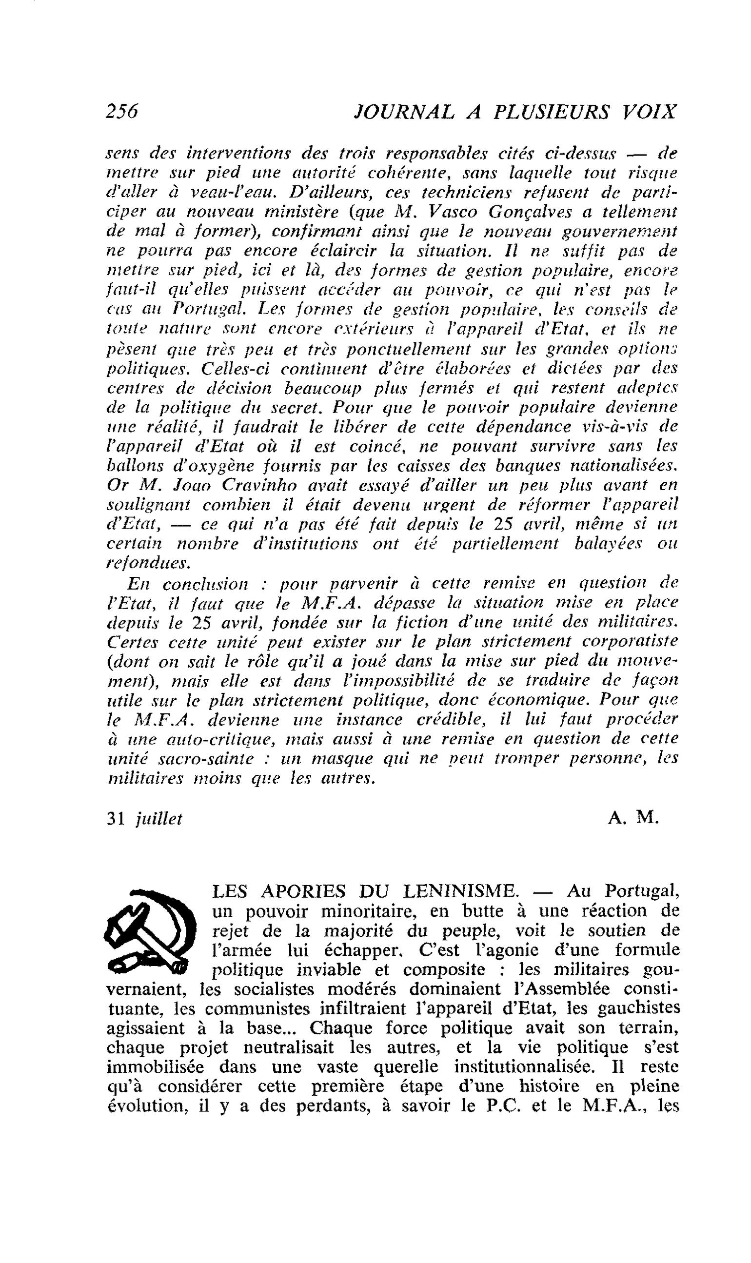 LES APORIES DU LENINISME
