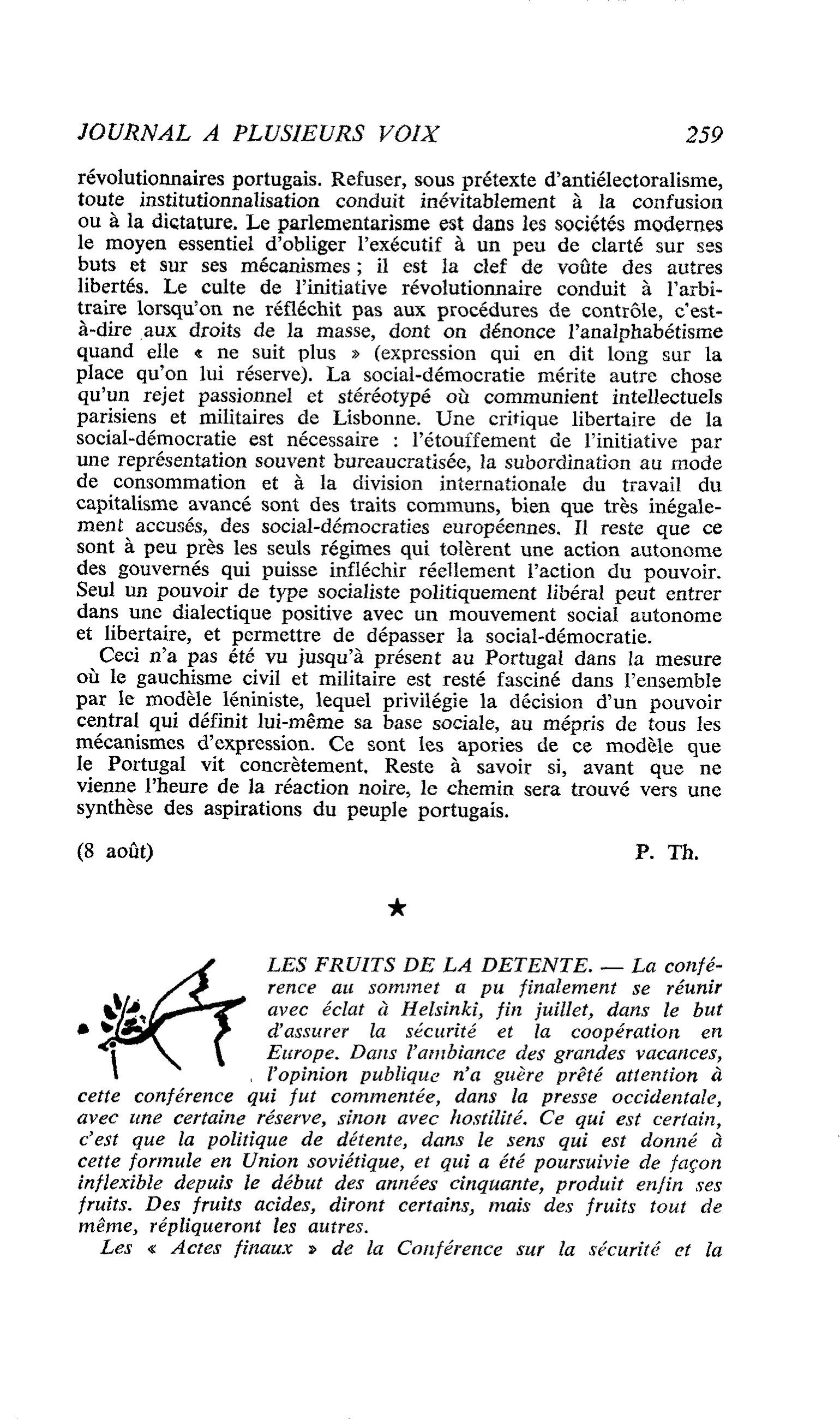 LES FRUITS DE LA DETENTE