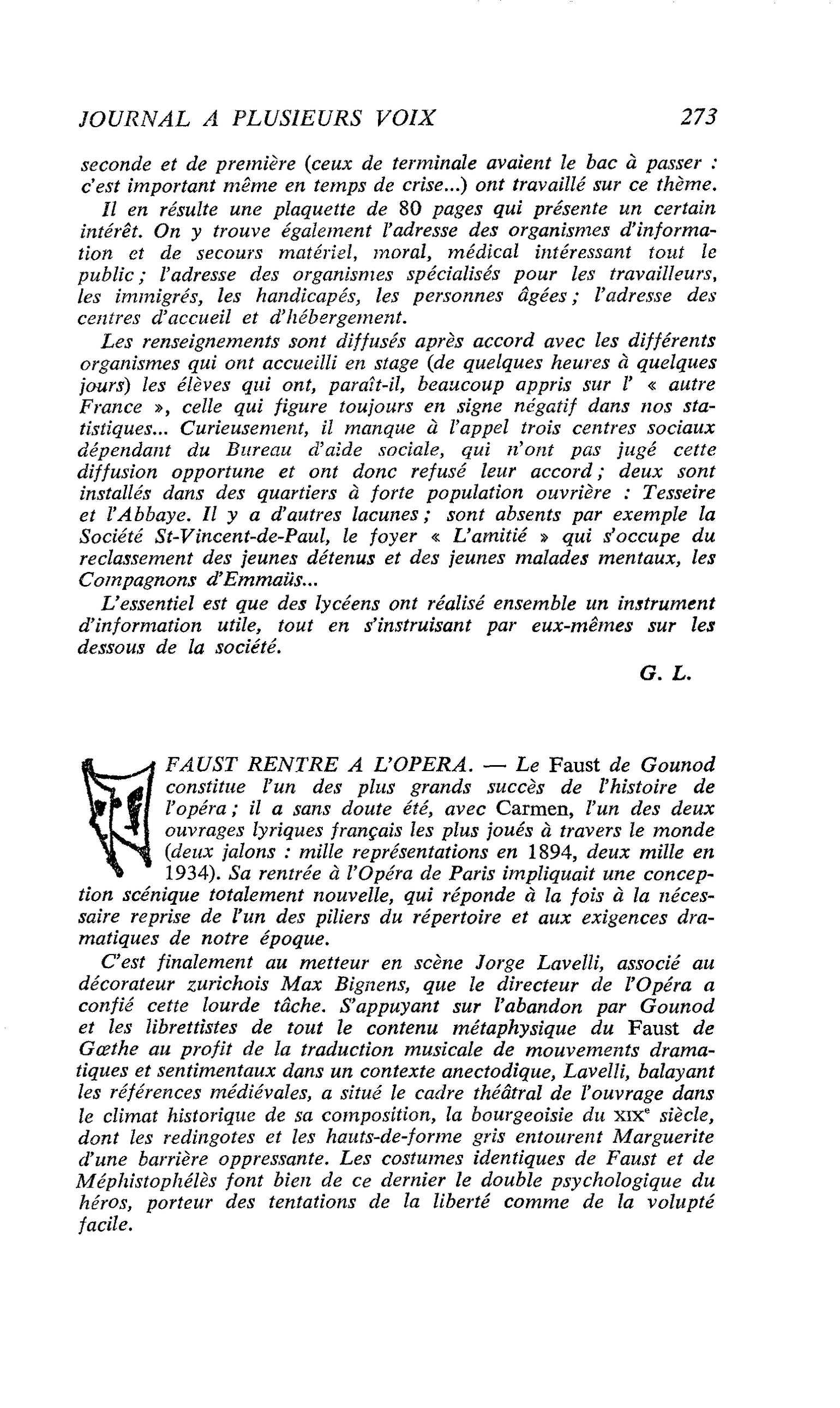 FAUST RENTRE A L’OPERA