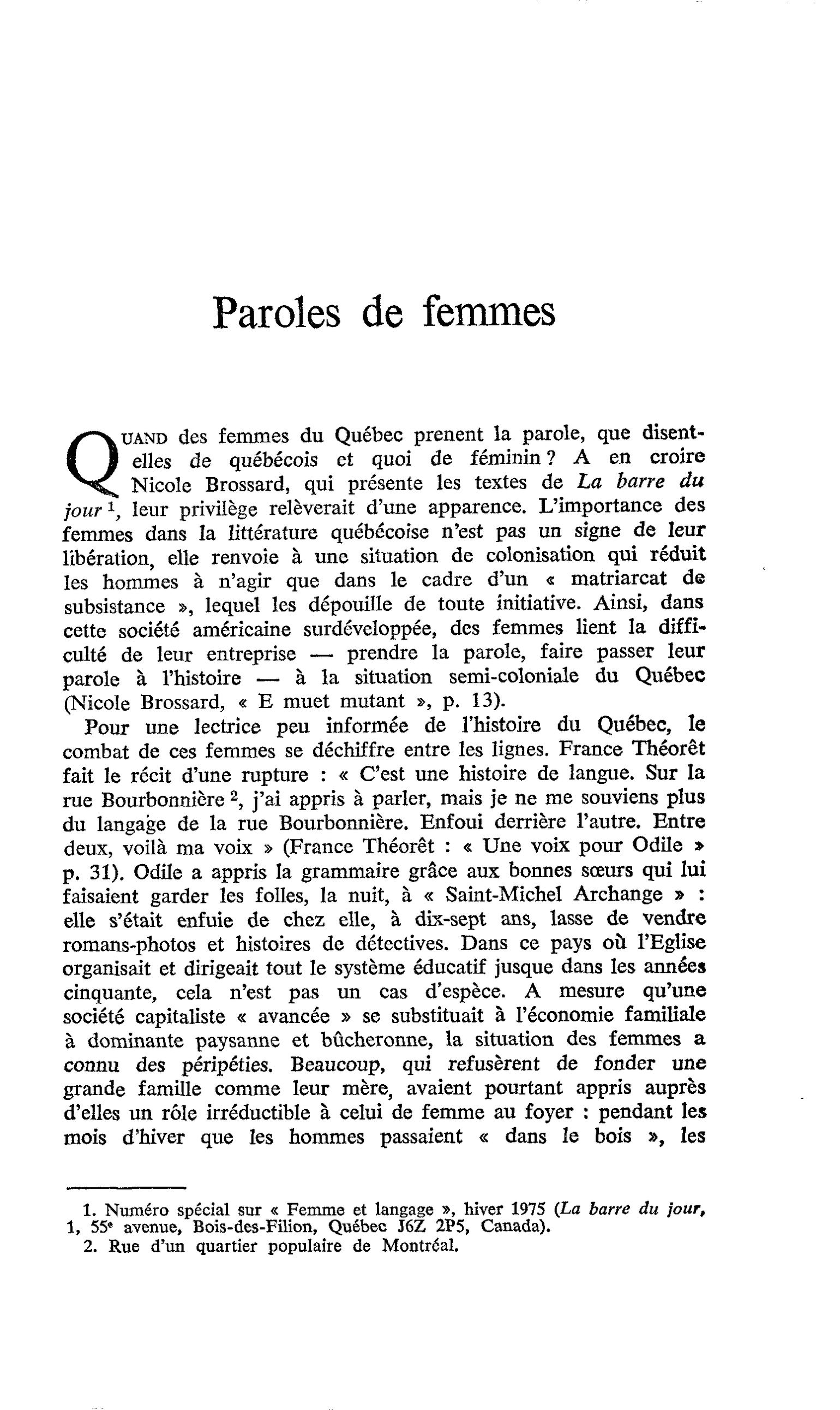 Paroles de femmes
