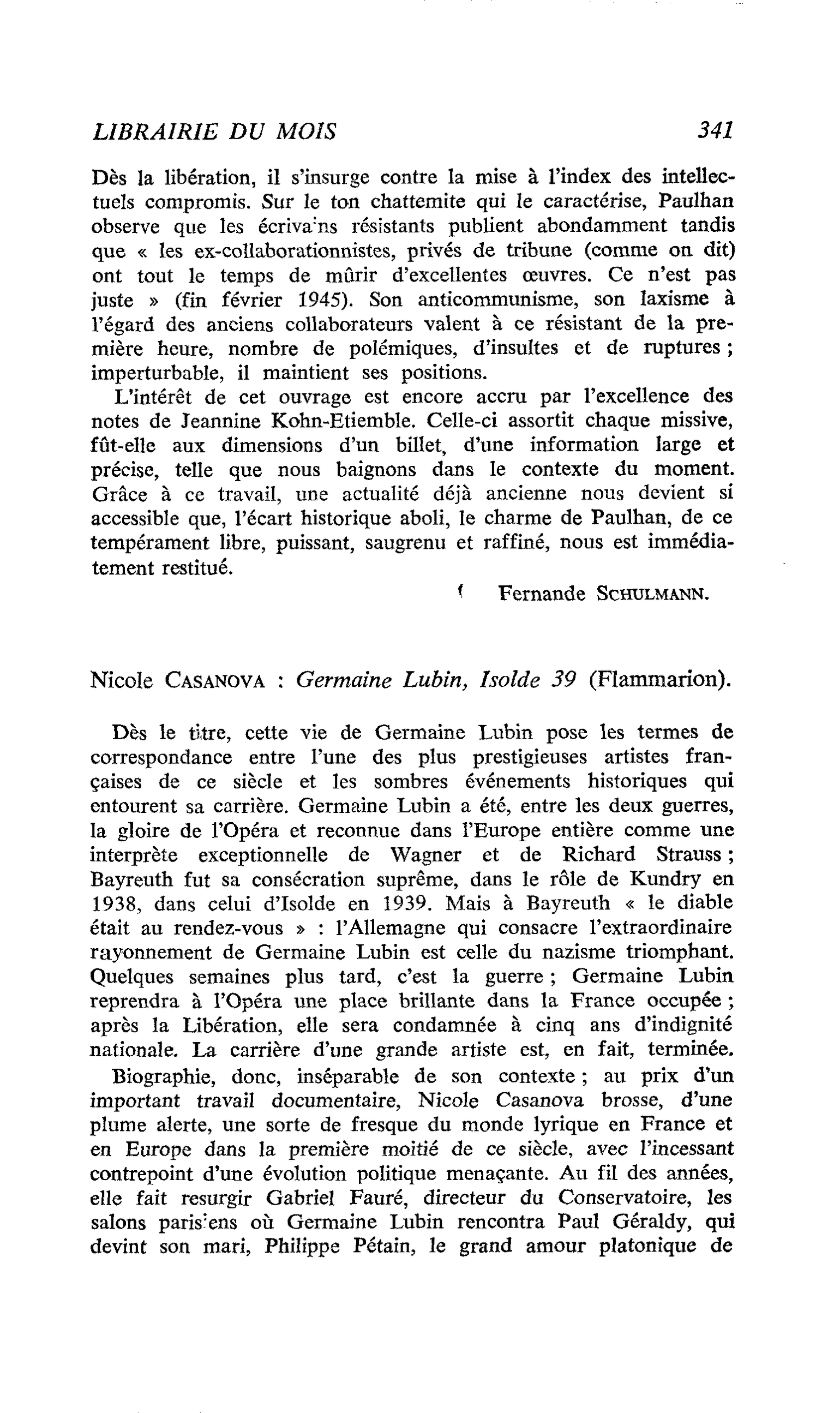 Nicole Casanova : Germaine Lubin, Isolde 39
