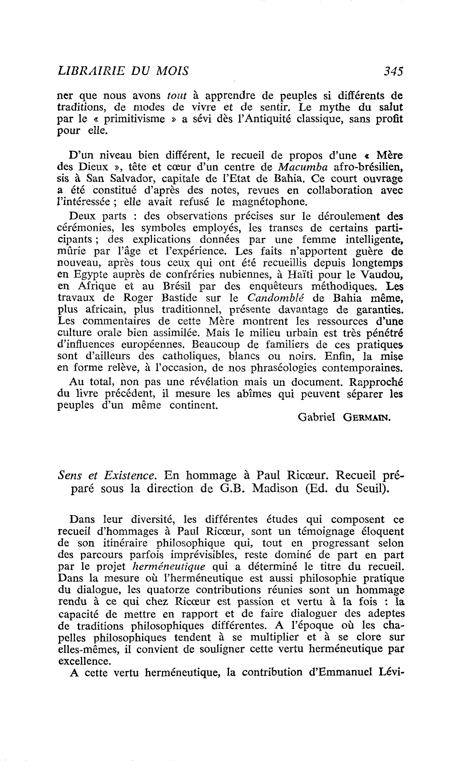 Sens et Existence