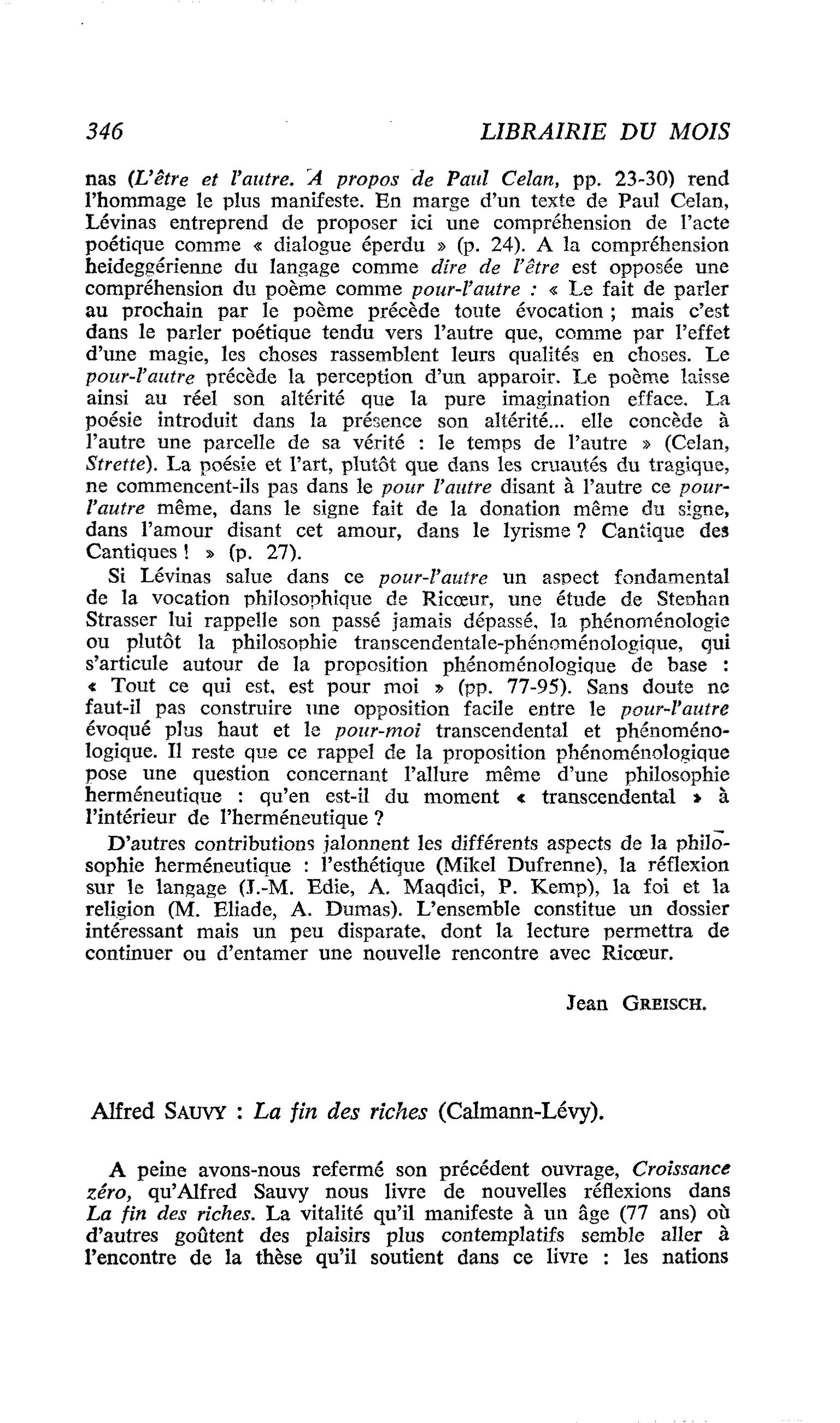 Alfred Sauvy : La fin des riches