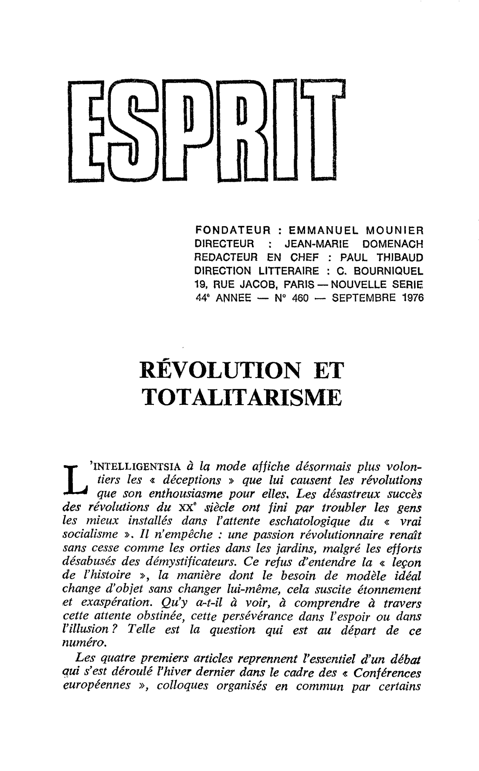 RÉVOLUTION ET TOTALITARISME