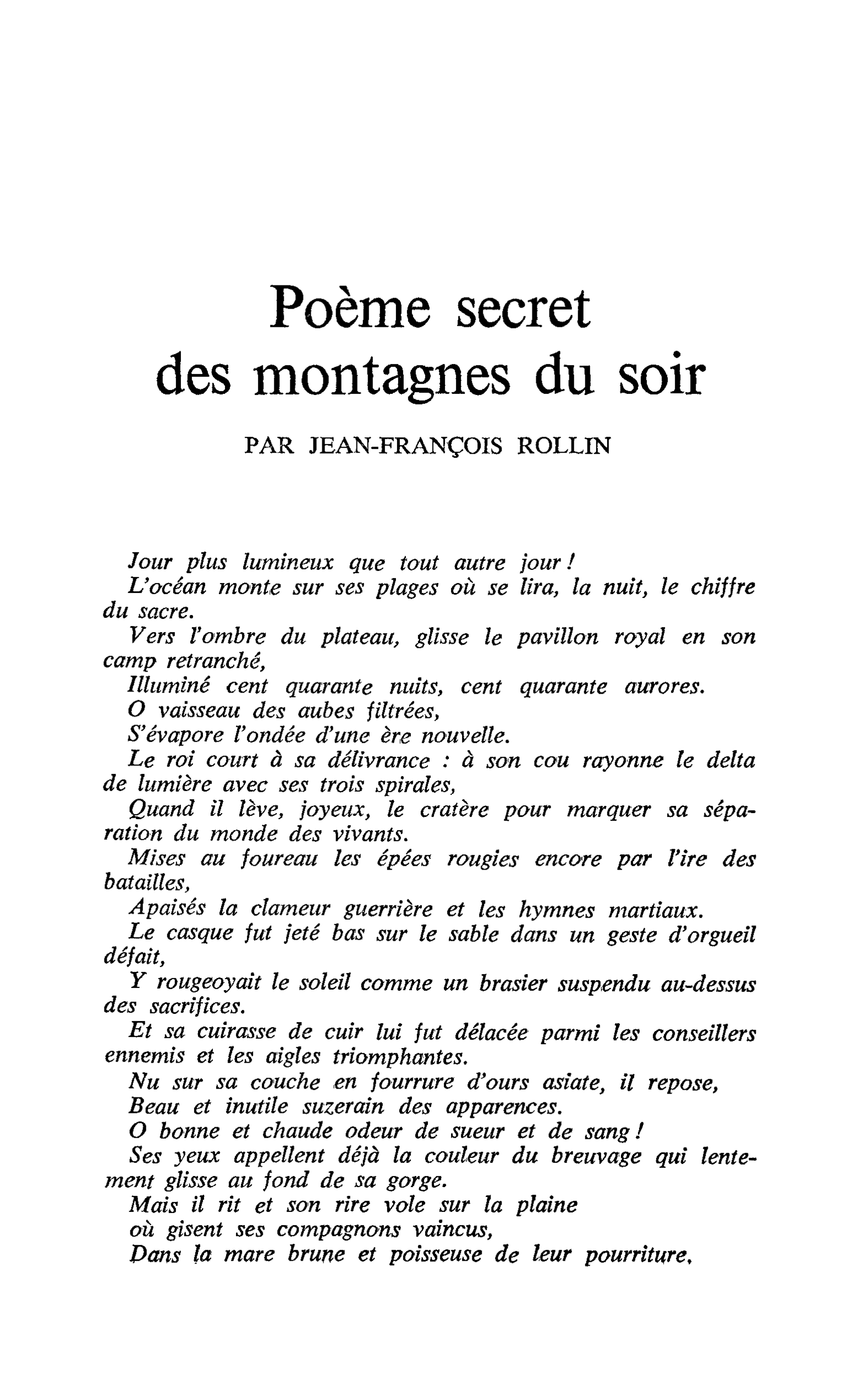 Poème secret des montagnes du soir