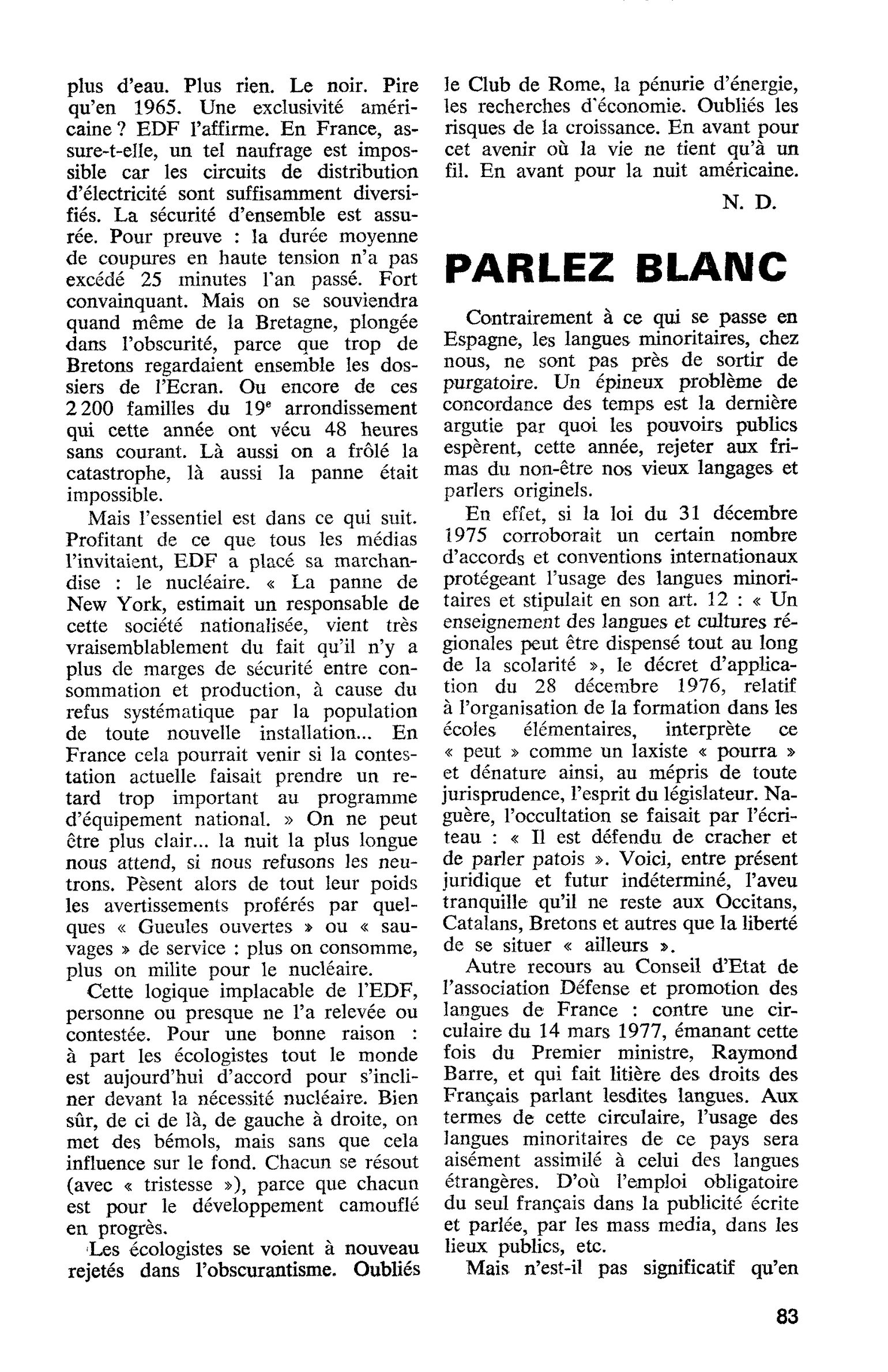 PARLEZ BLANC