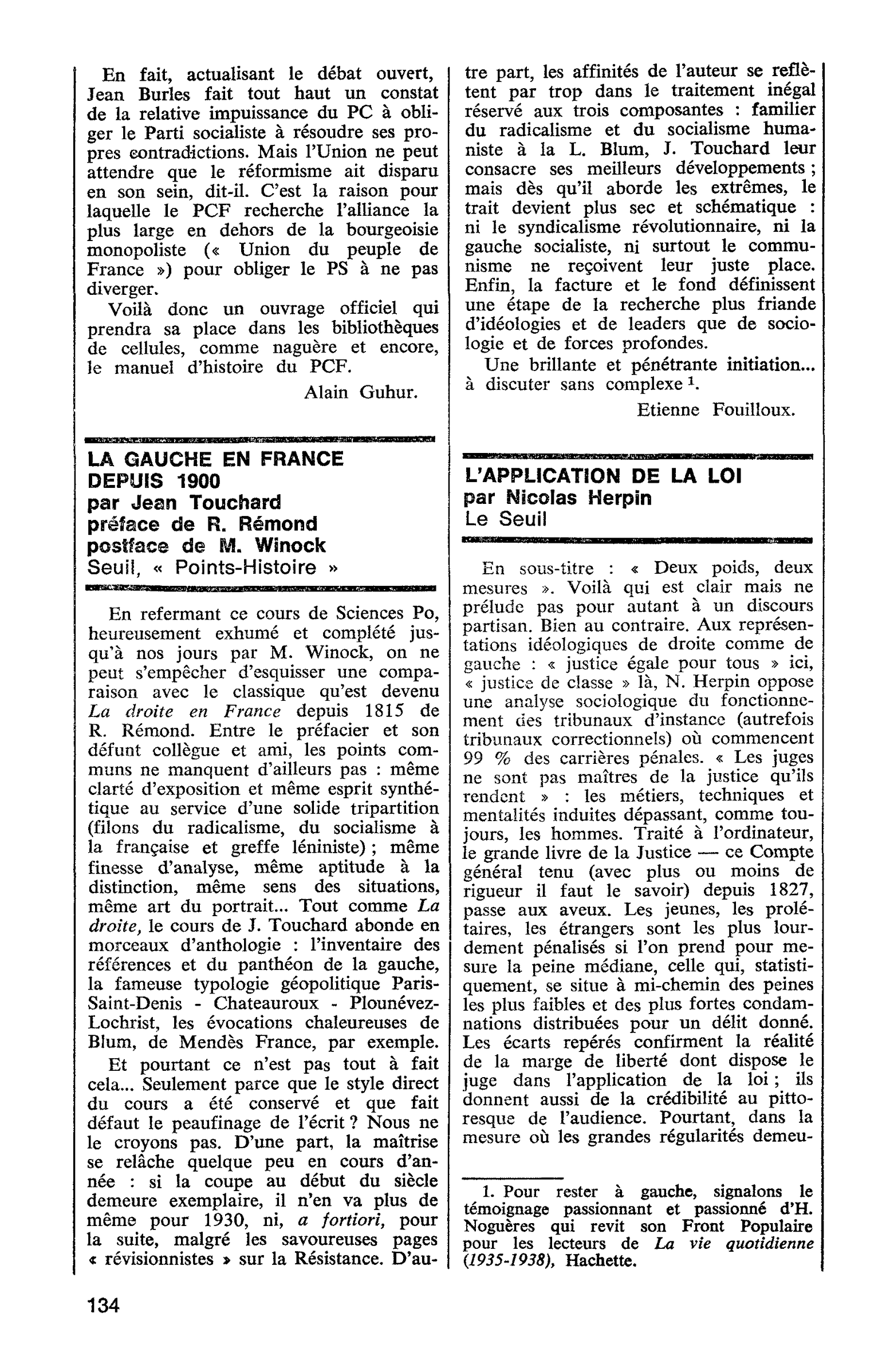LA GAUCHE EN FRANCE DEPUIS 1900 par Jean Touchard