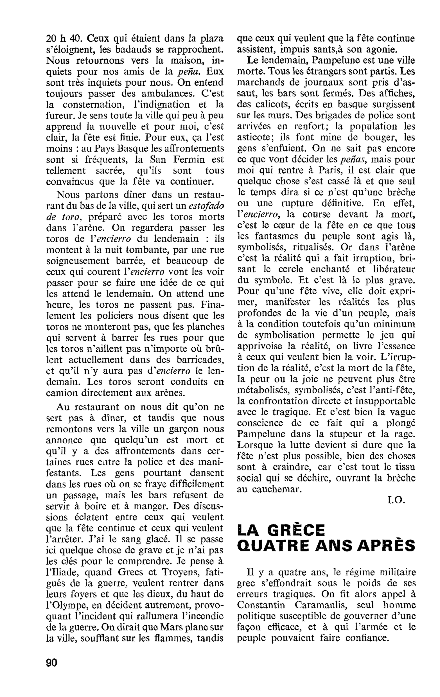 LA GRÈCE QUATRE ANS APRÈS