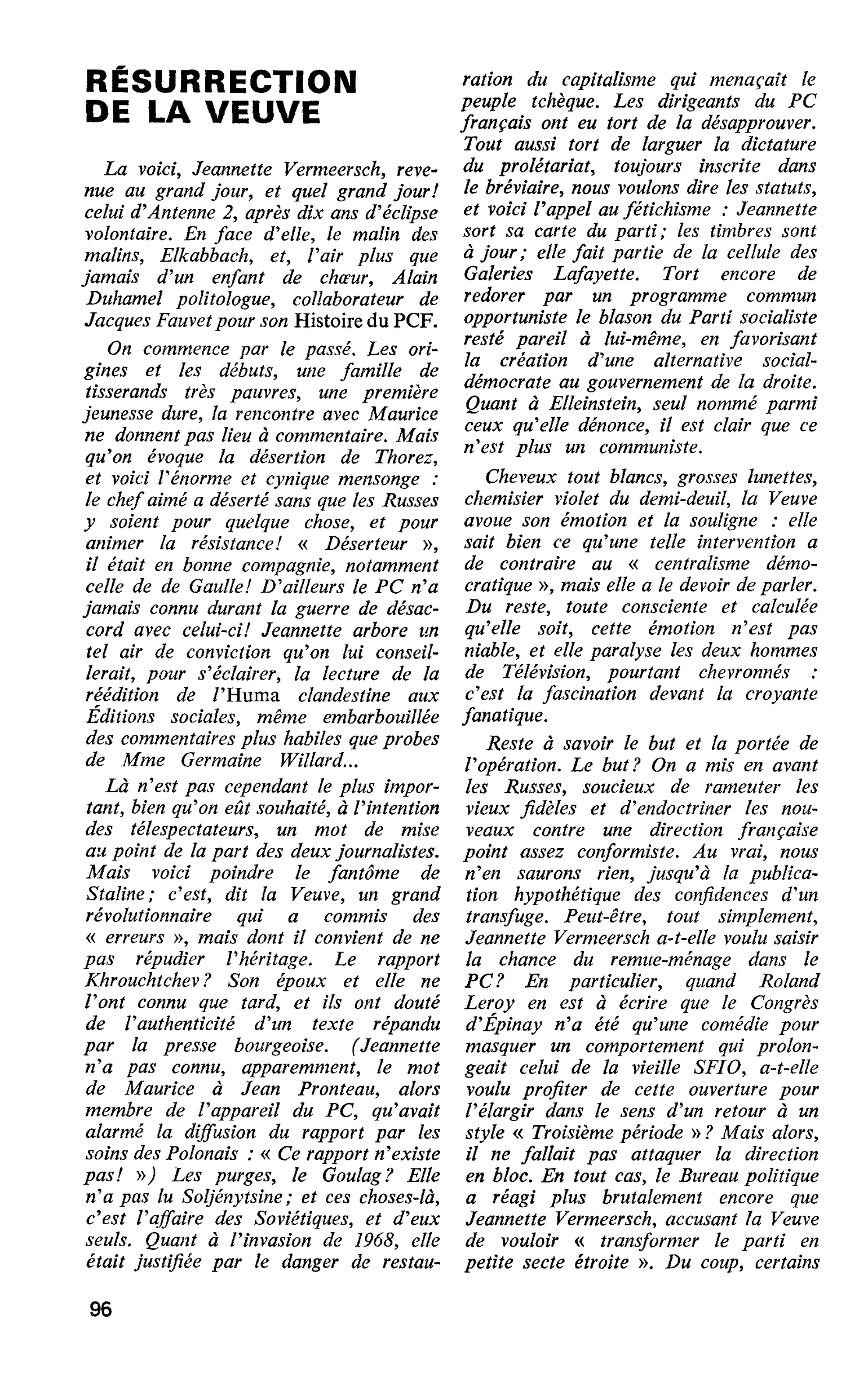 RÉSURRECTION DE LA VEUVE