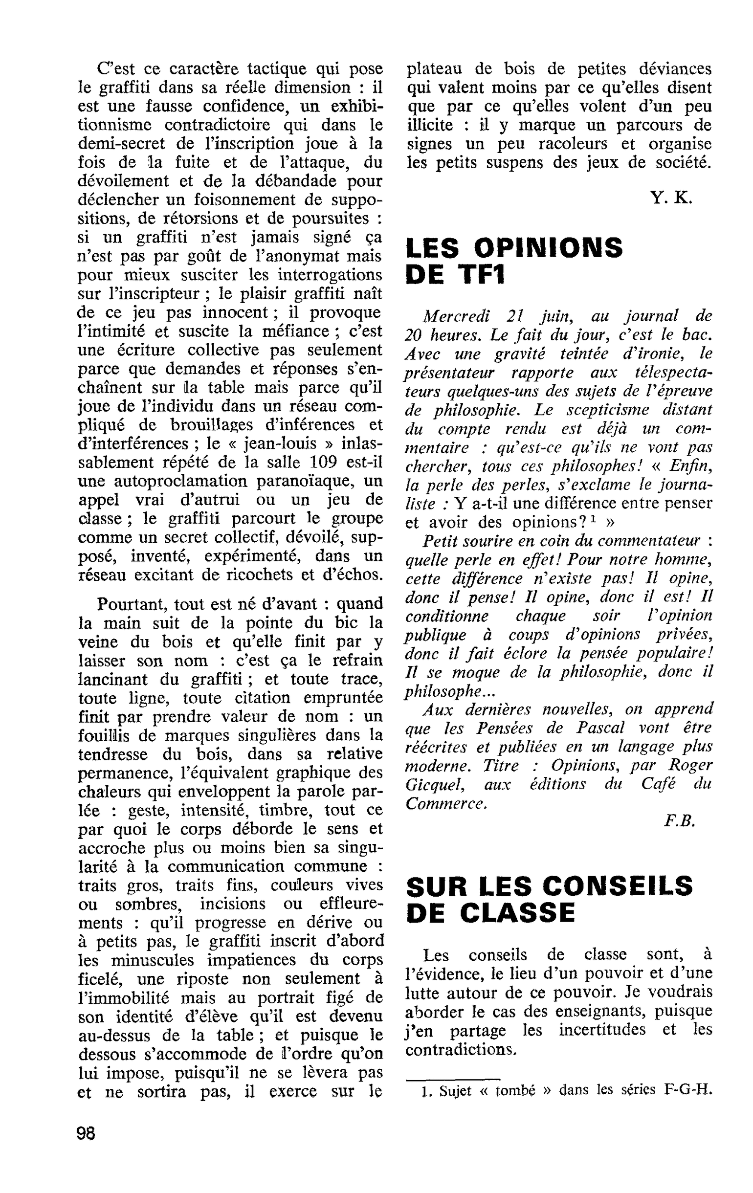 LES OPINIONS DE TF1
